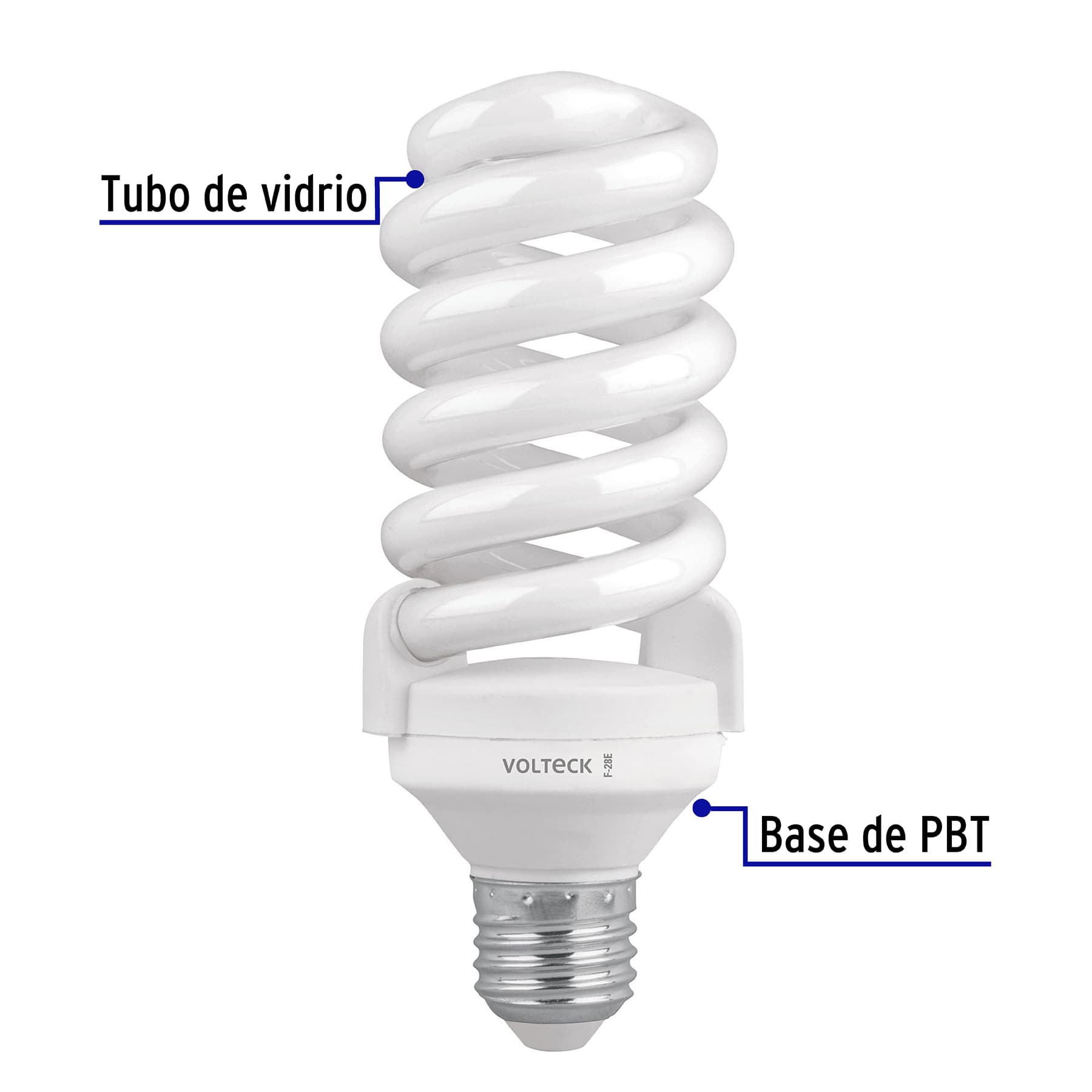 Pack 4 lámparas espiral T4 28 W luz de día, caja, VOLTECK