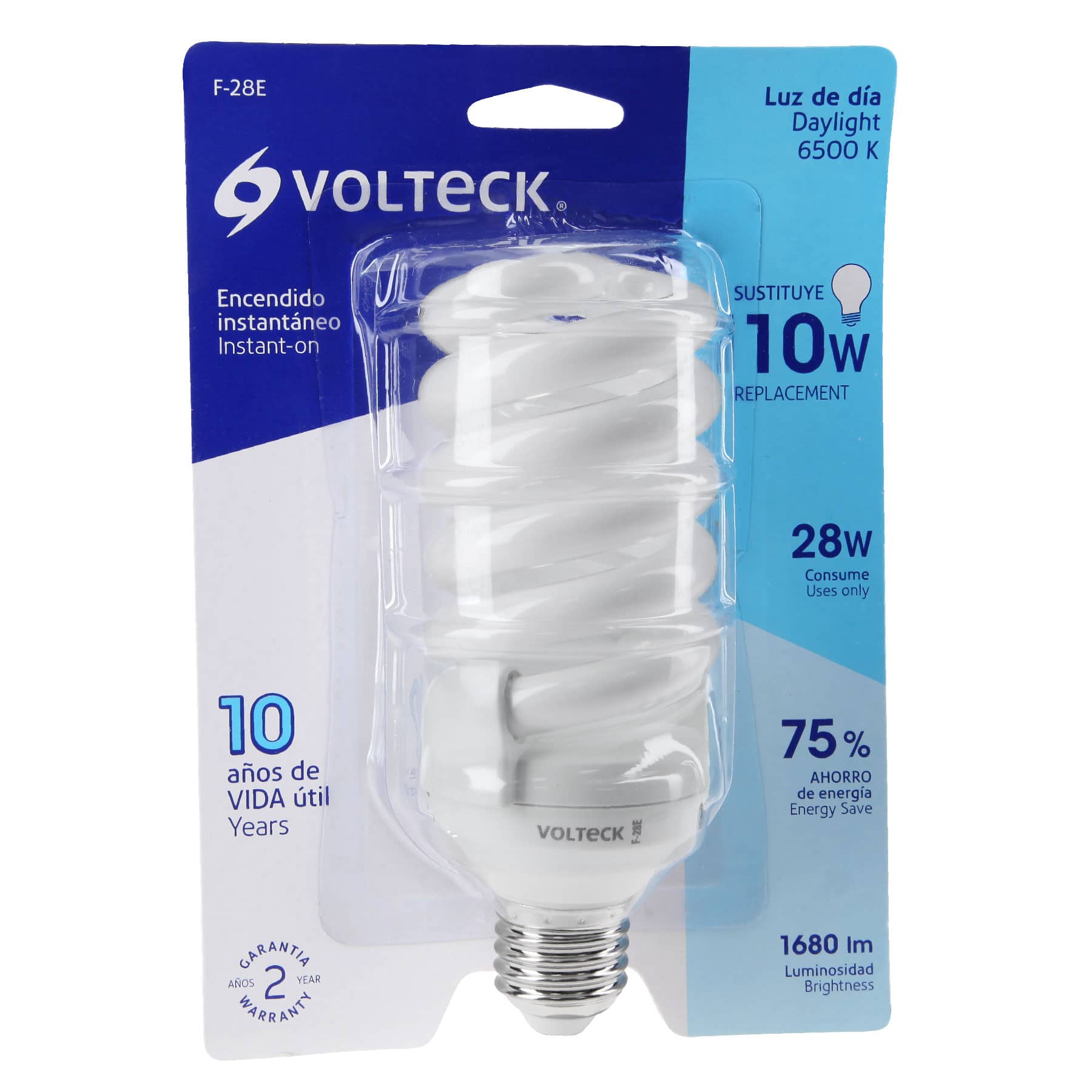 Lámpara espiral T4 28 W luz de día en blíster, VOLTECK