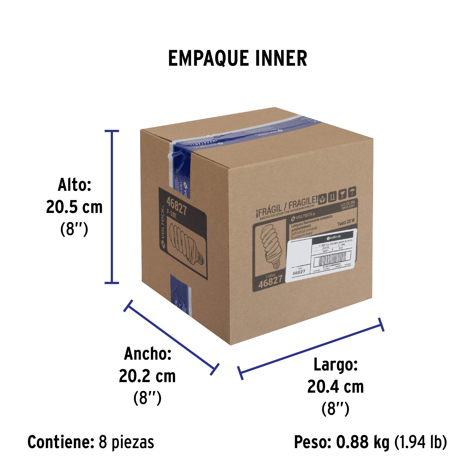 Lámpara espiral T4 28 W luz de día en blíster, VOLTECK - Empaque