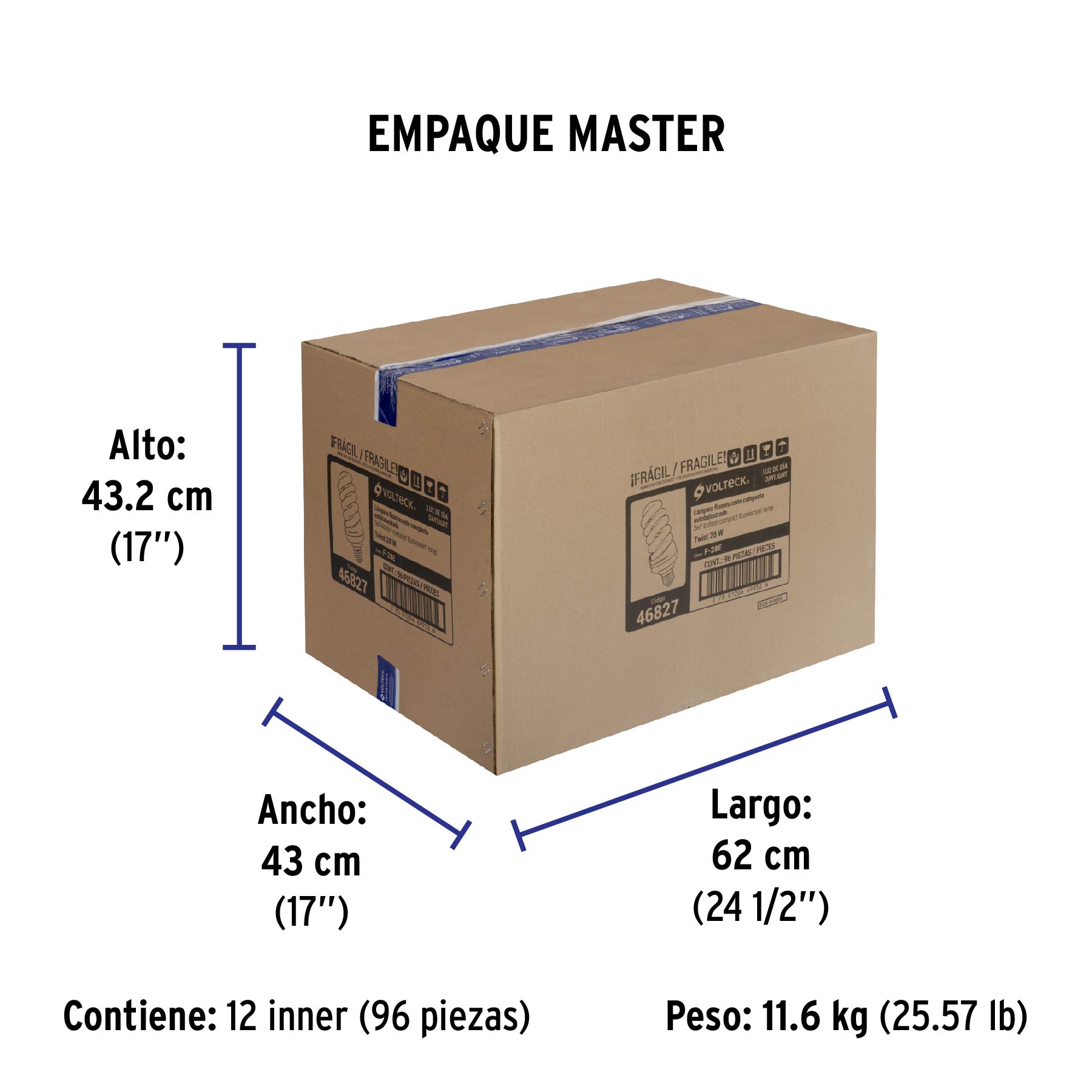 Lámpara espiral T4 28 W luz de día en blíster, VOLTECK - Empaque
