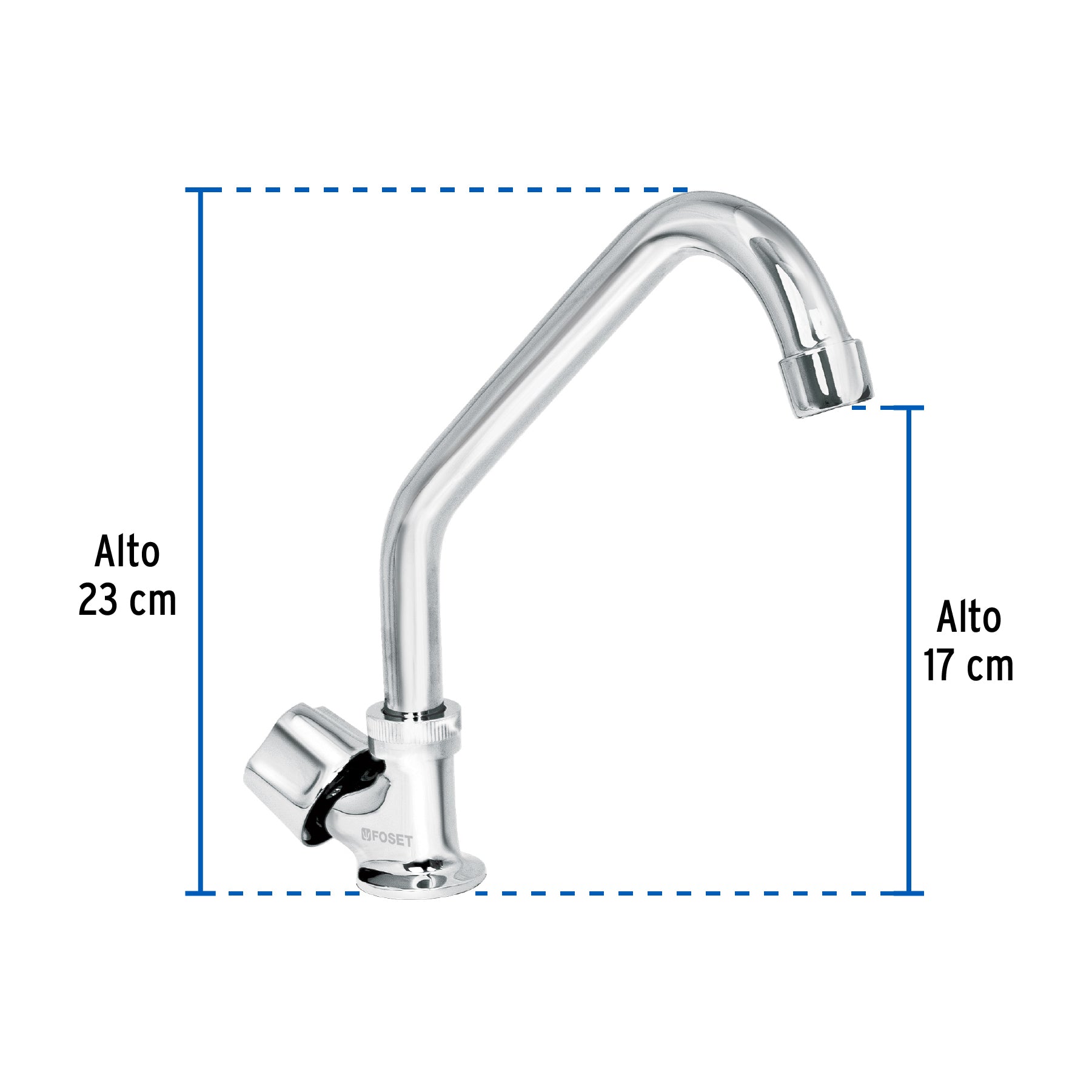 Llave individual fregadero, cuello corto, hexagonal, BASIC