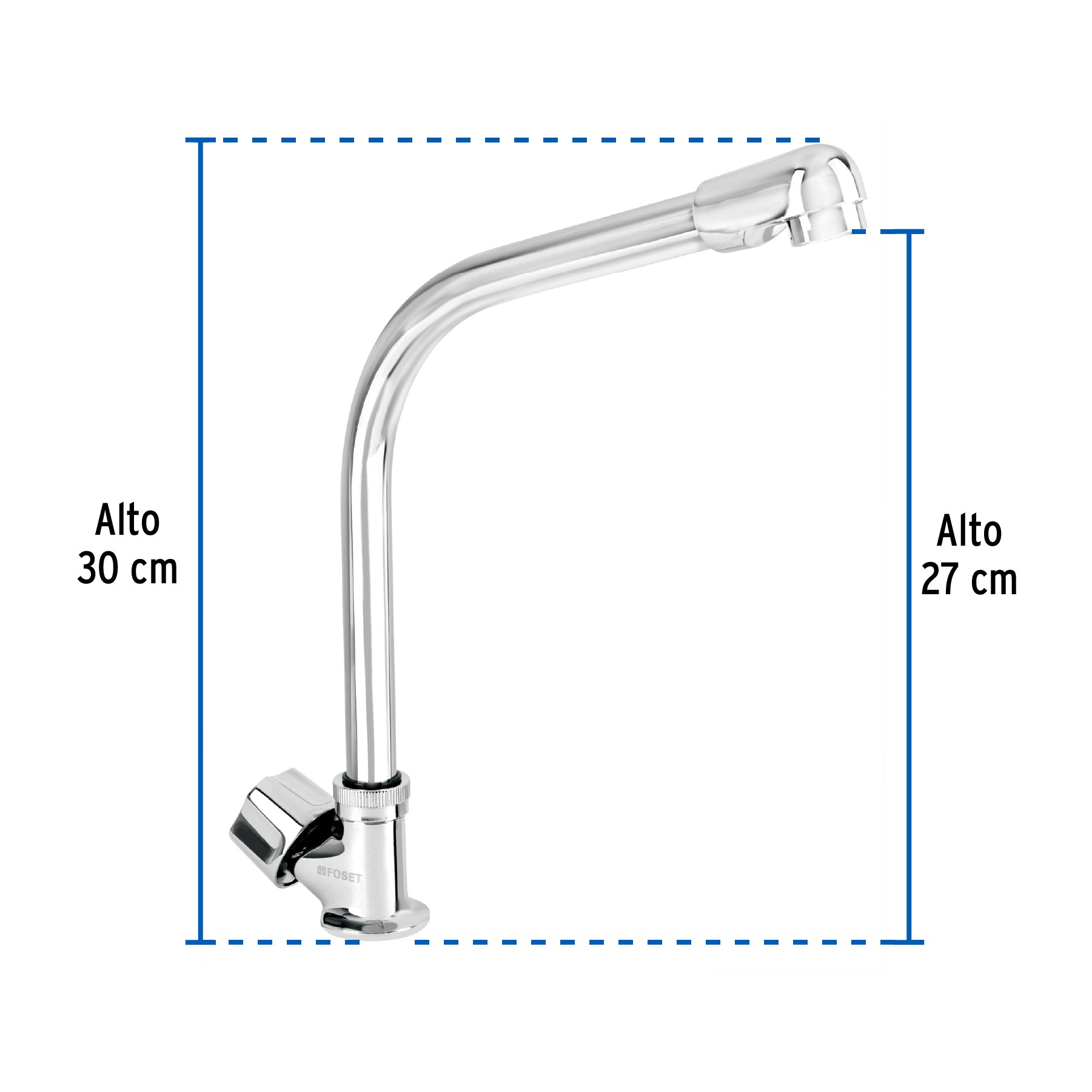 Llave individual fregadero, cuello cobra, hexagonal, BASIC