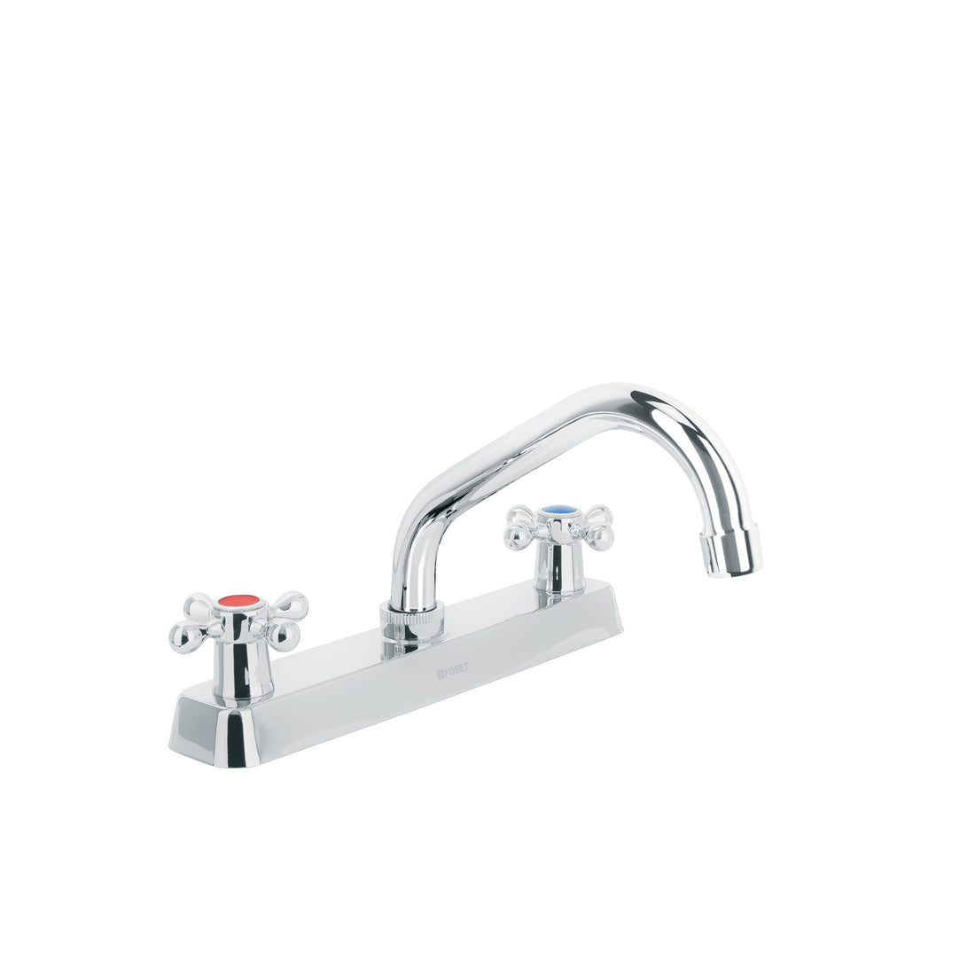Mezcladora 8" fregadero cromo, cuello corto, cruceta, BASIC