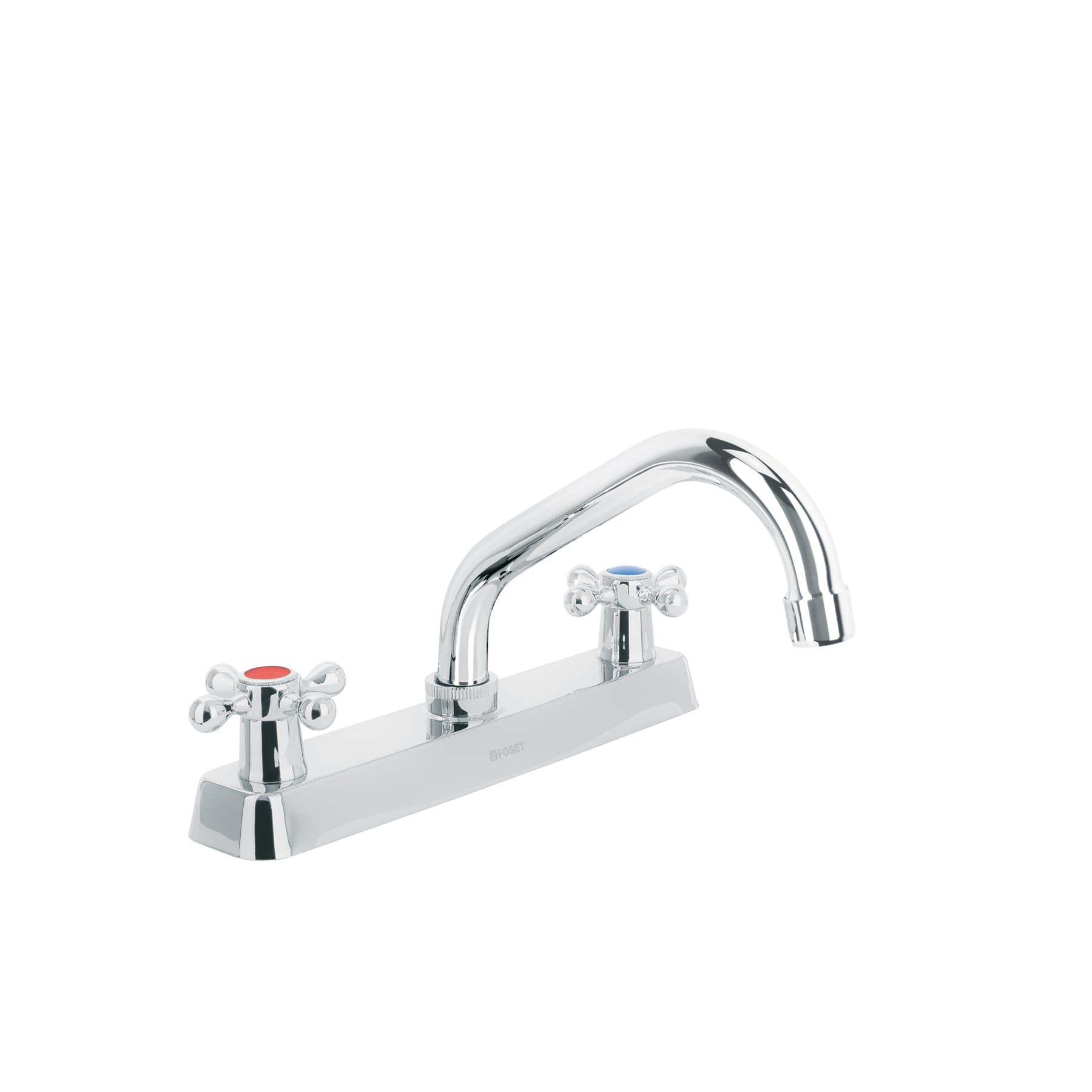Mezcladora 8" fregadero cromo, cuello corto, cruceta, BASIC