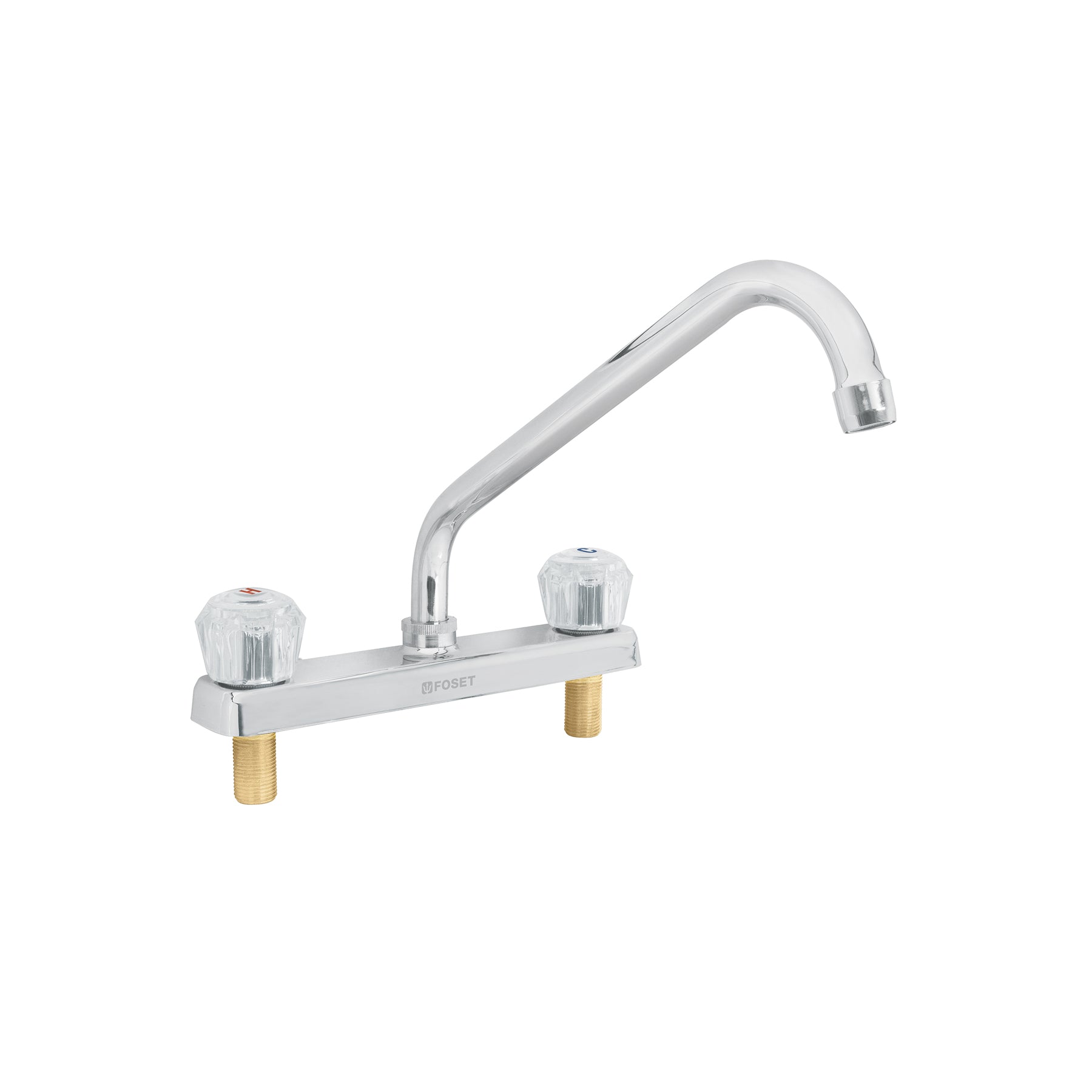 Mezcladora 8" fregadero cromo, cuello largo, acrílico, BASIC