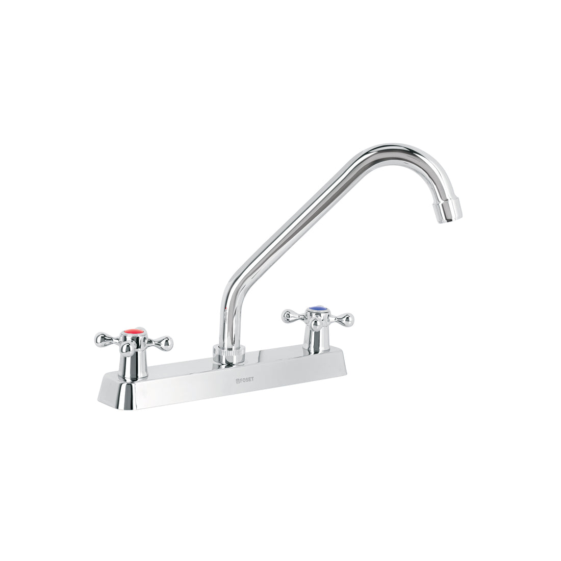 Mezcladora 8" fregadero cromo, cuello largo, cruceta, BASIC