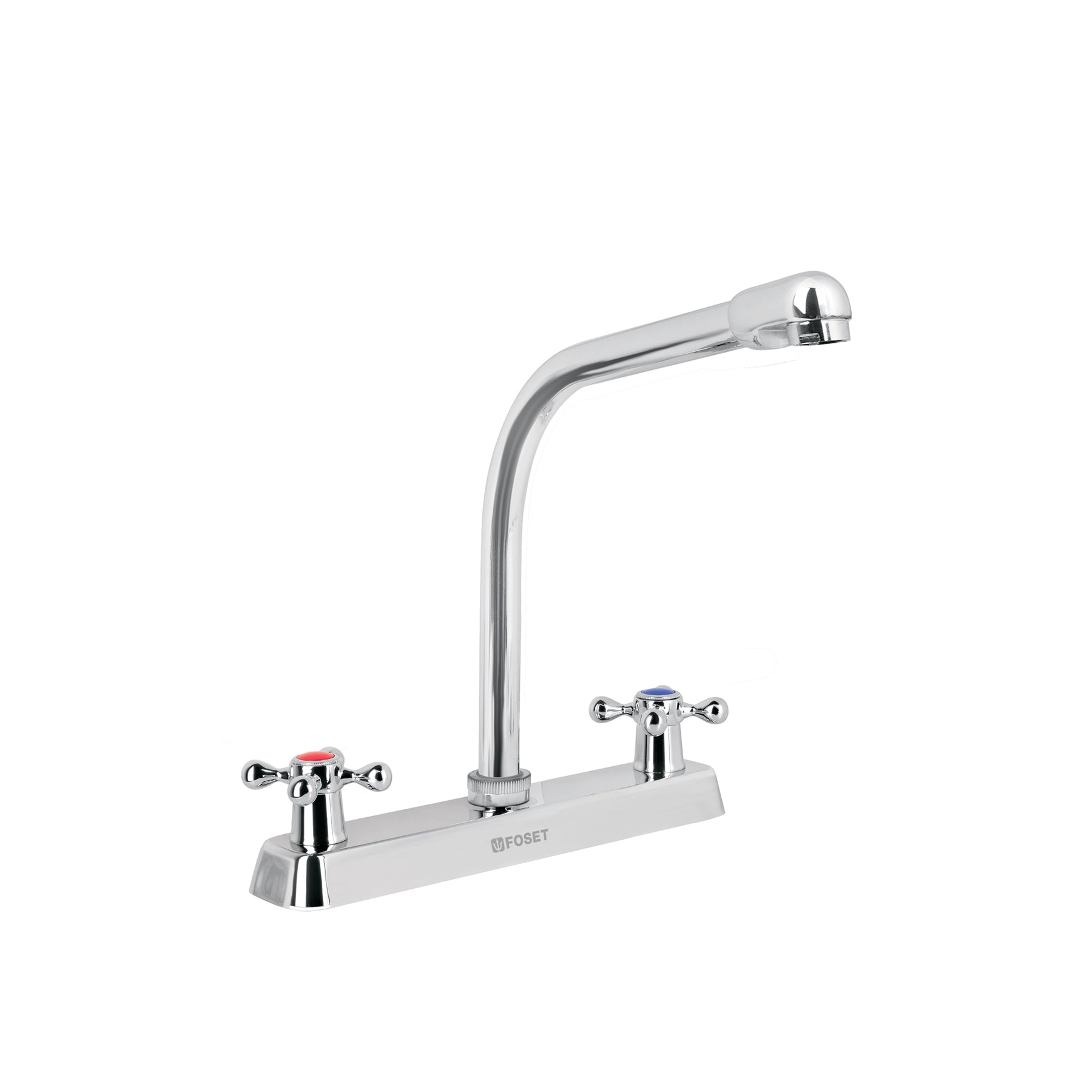 Mezcladora 8" fregadero cromo, cuello cobra, cruceta, BASIC