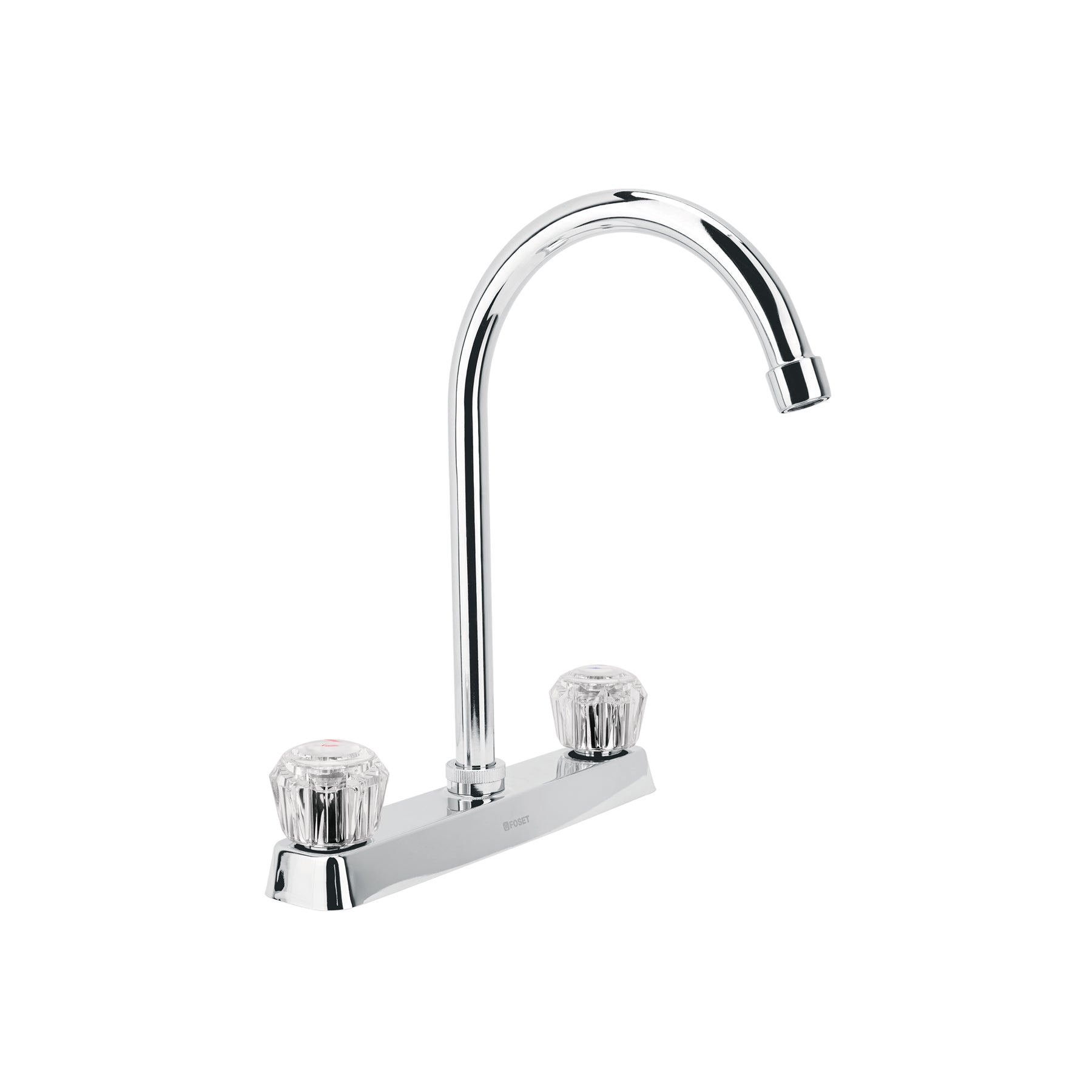 Mezcladora 8" fregadero cromo, cuello curvo, acrílico, BASIC