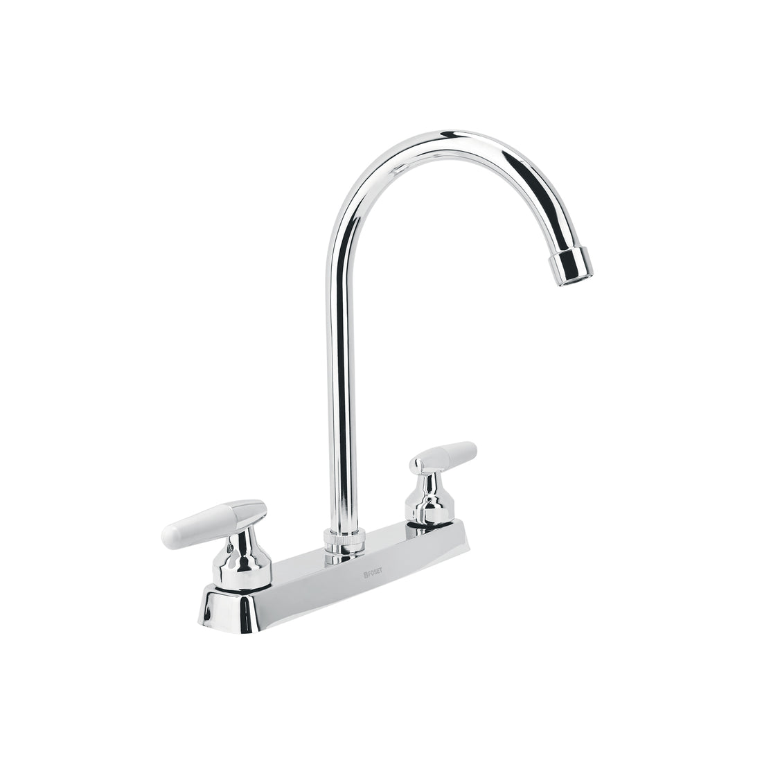 Mezcladora 8" fregadero cromo, cuello curvo, cono, BASIC