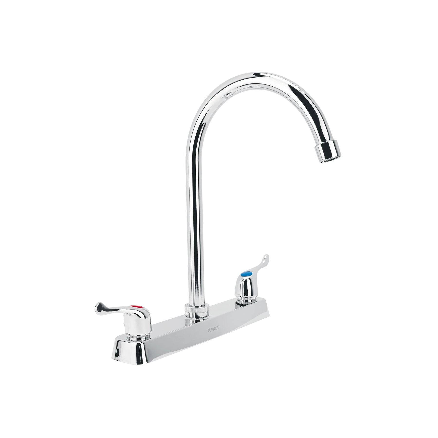 Mezcladora 8" fregadero cromo, cuello curvo, palanca, BASIC
