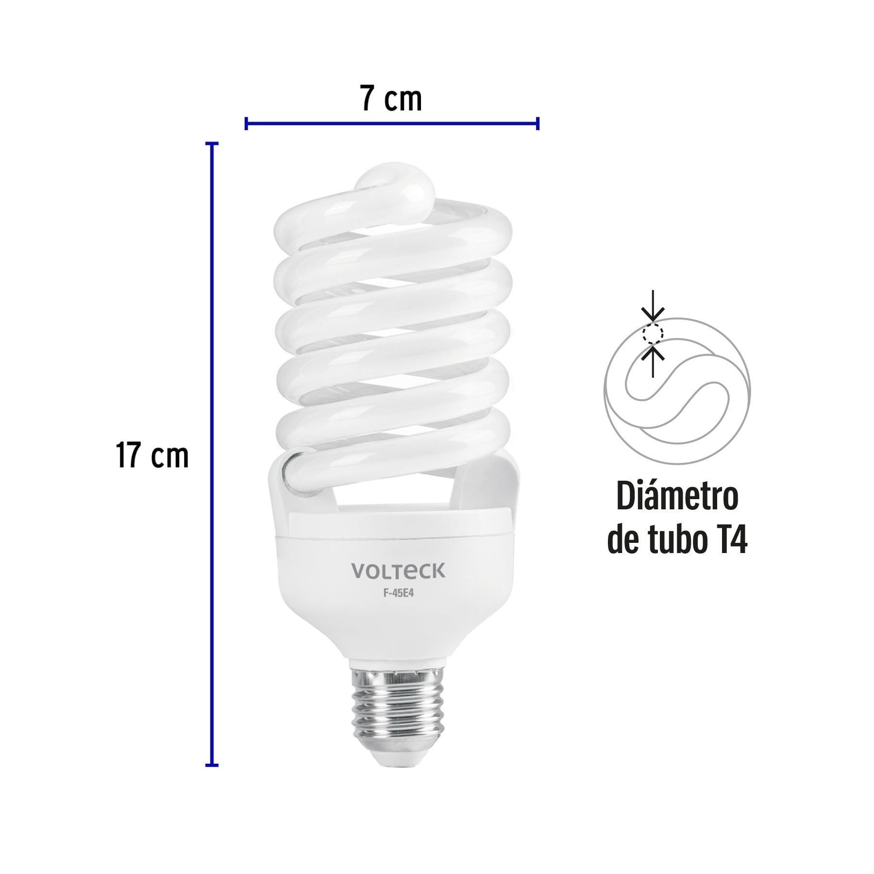Lámpara espiral T4 45 W alta potencia luz de día, caja