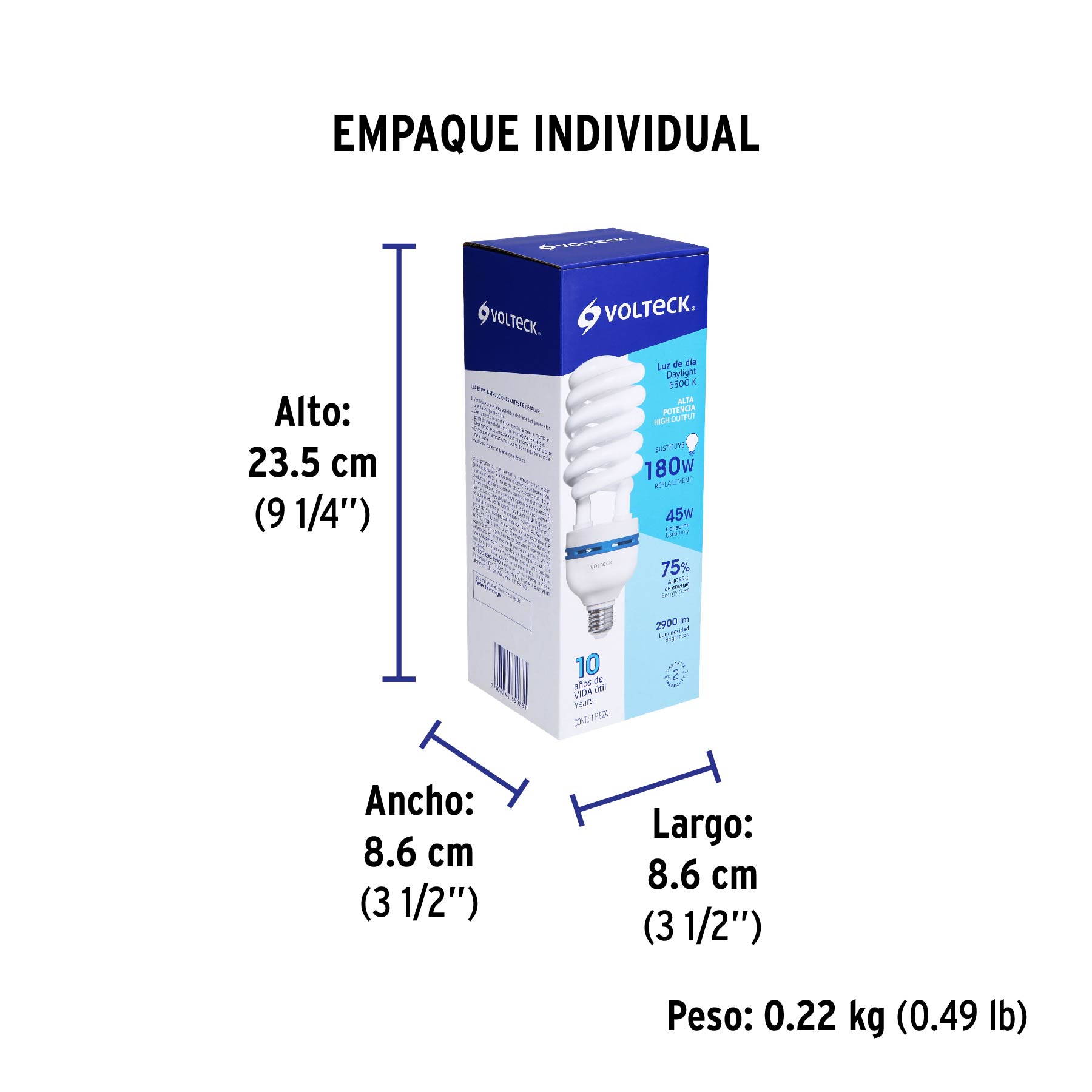 Lámpara espiral T5 45 W alta potencia luz de día, caja - Empaque