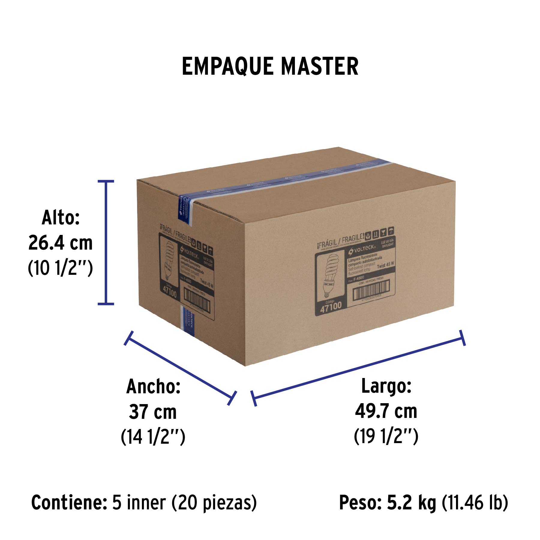 Lámpara espiral T5 45 W alta potencia luz de día, caja - Empaque