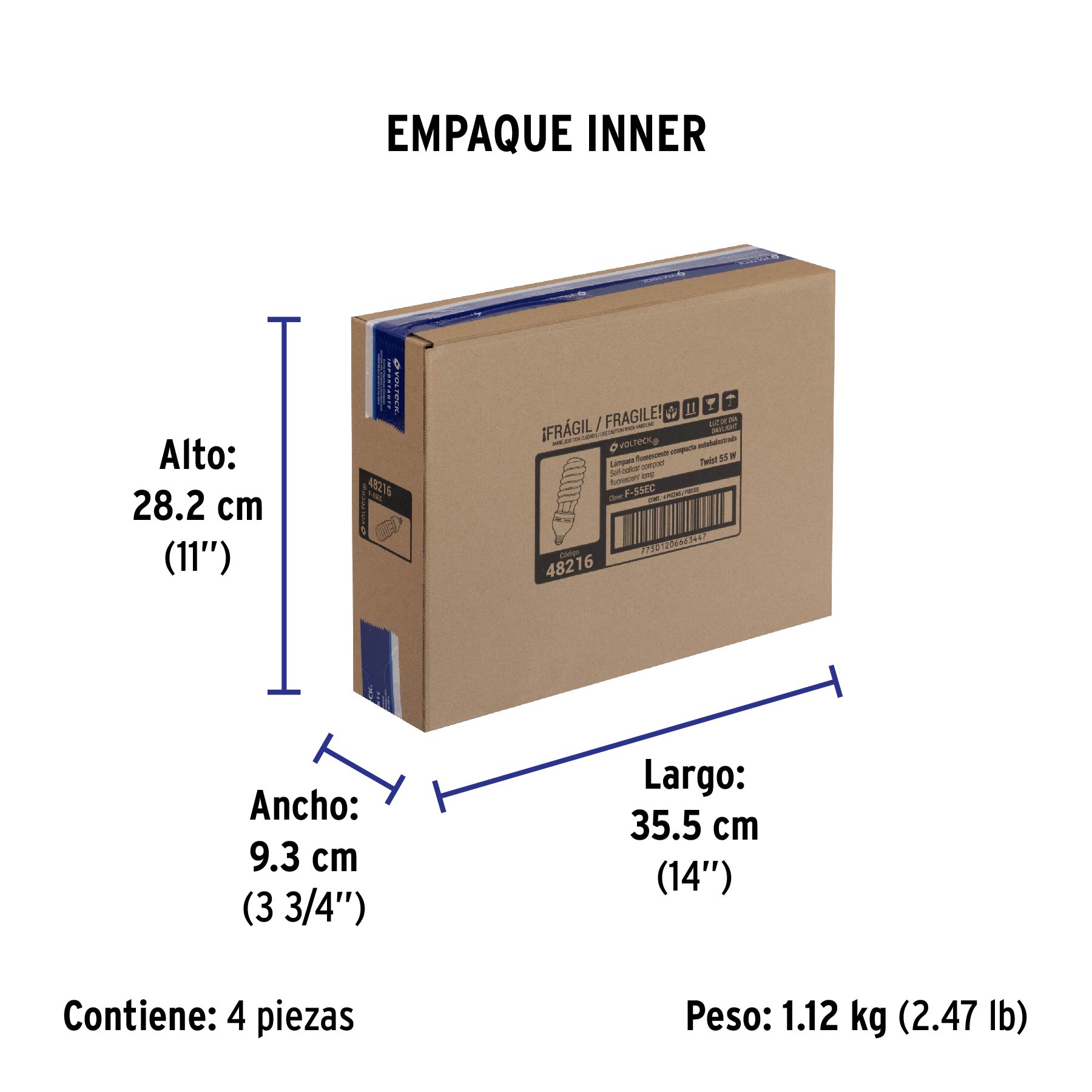 Lámpara espiral T5 55 W alta potencia luz de día, caja - Empaque