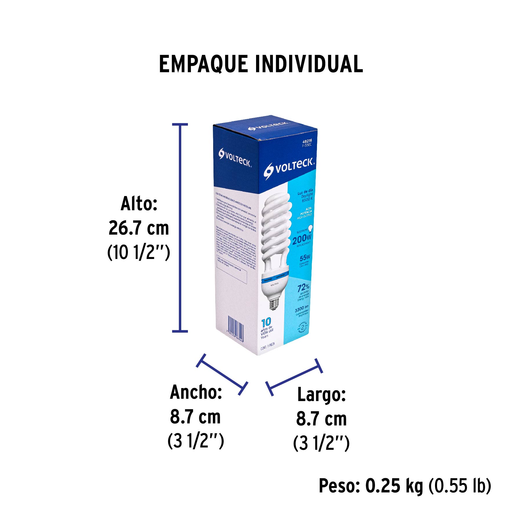 Lámpara espiral T5 55 W alta potencia luz de día, caja - Empaque
