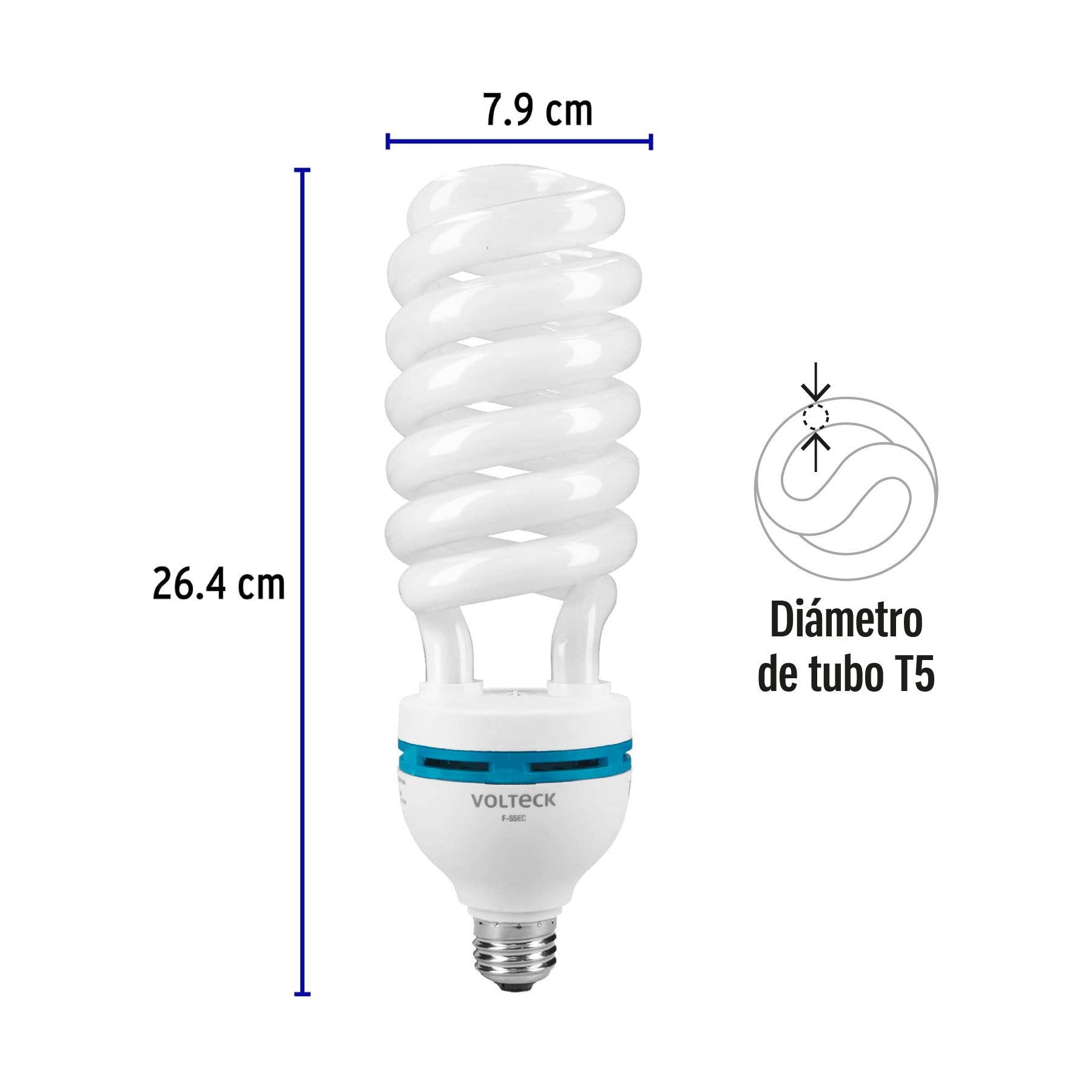 Lámpara espiral T5 55 W alta potencia luz de día, caja