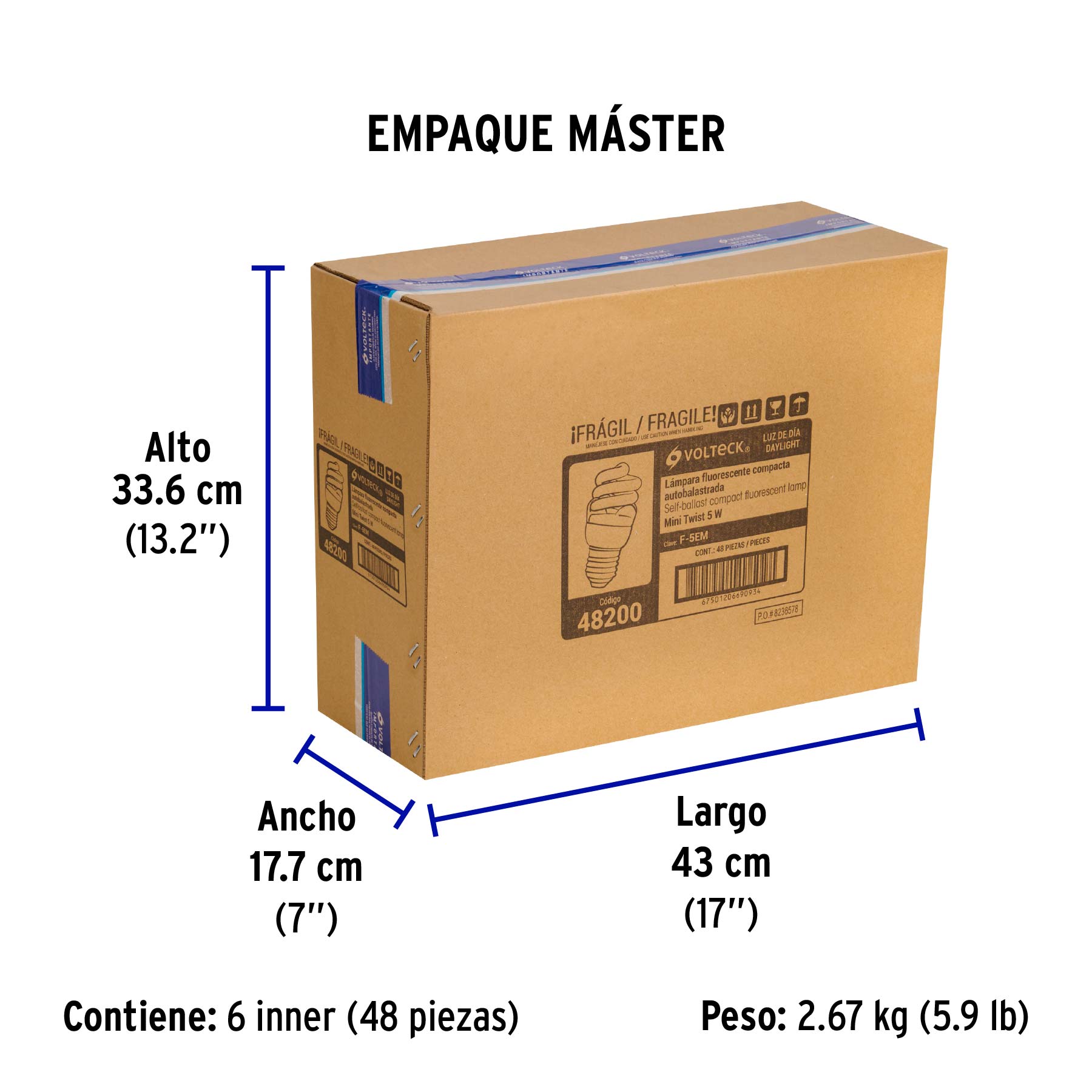 Lámpara espiral mini T2 5 W luz de día en blíster, VOLTECK - Empaque