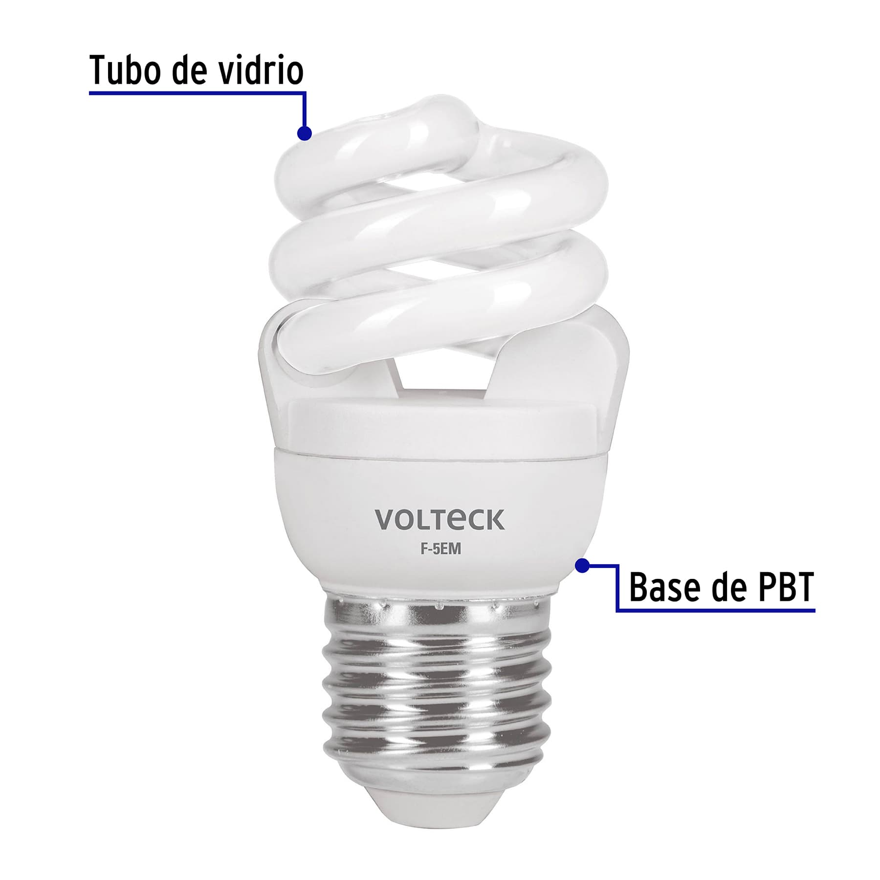Lámpara espiral mini T2 5 W luz de día en blíster, VOLTECK