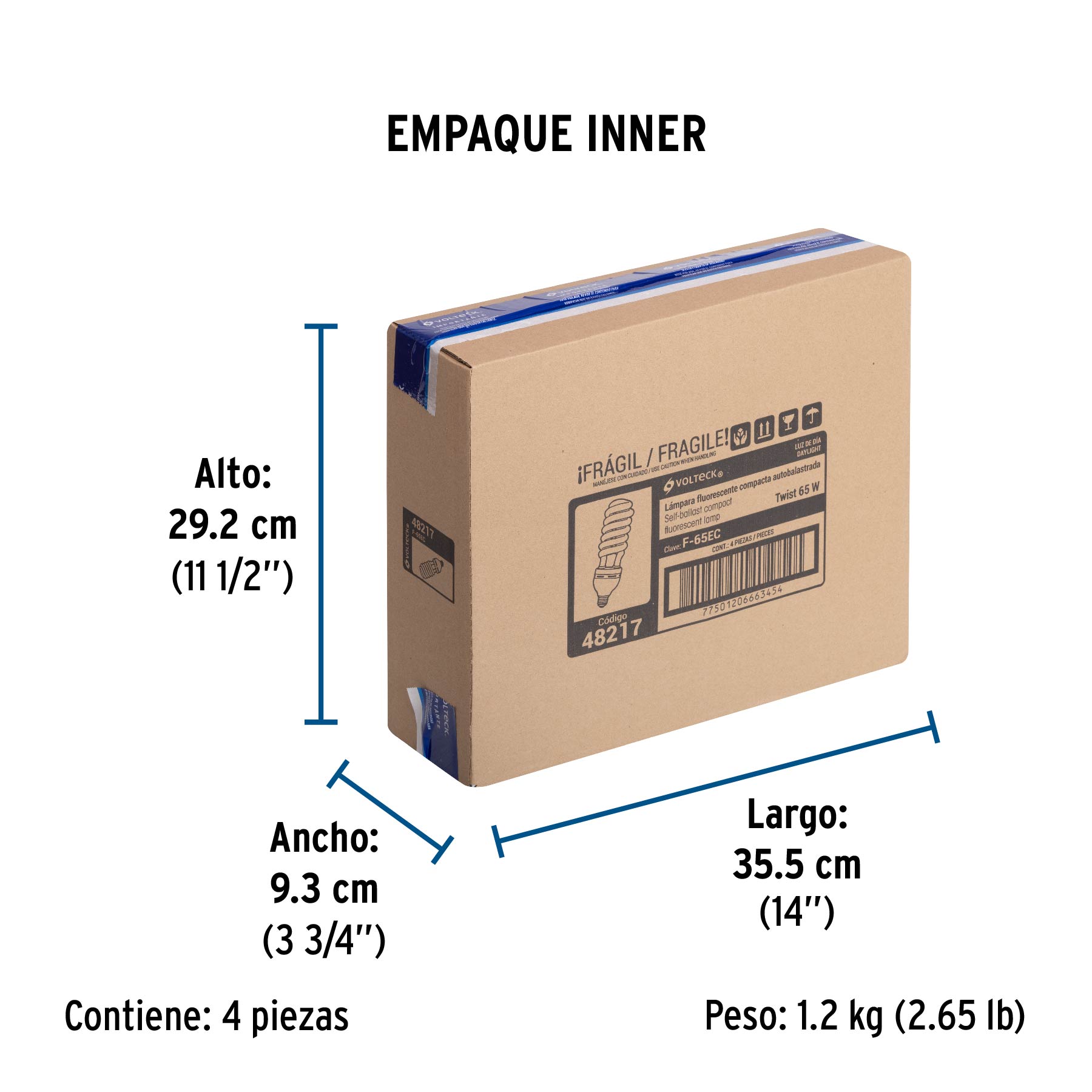 Lámpara espiral T5 65 W alta potencia luz de día, caja - Empaque