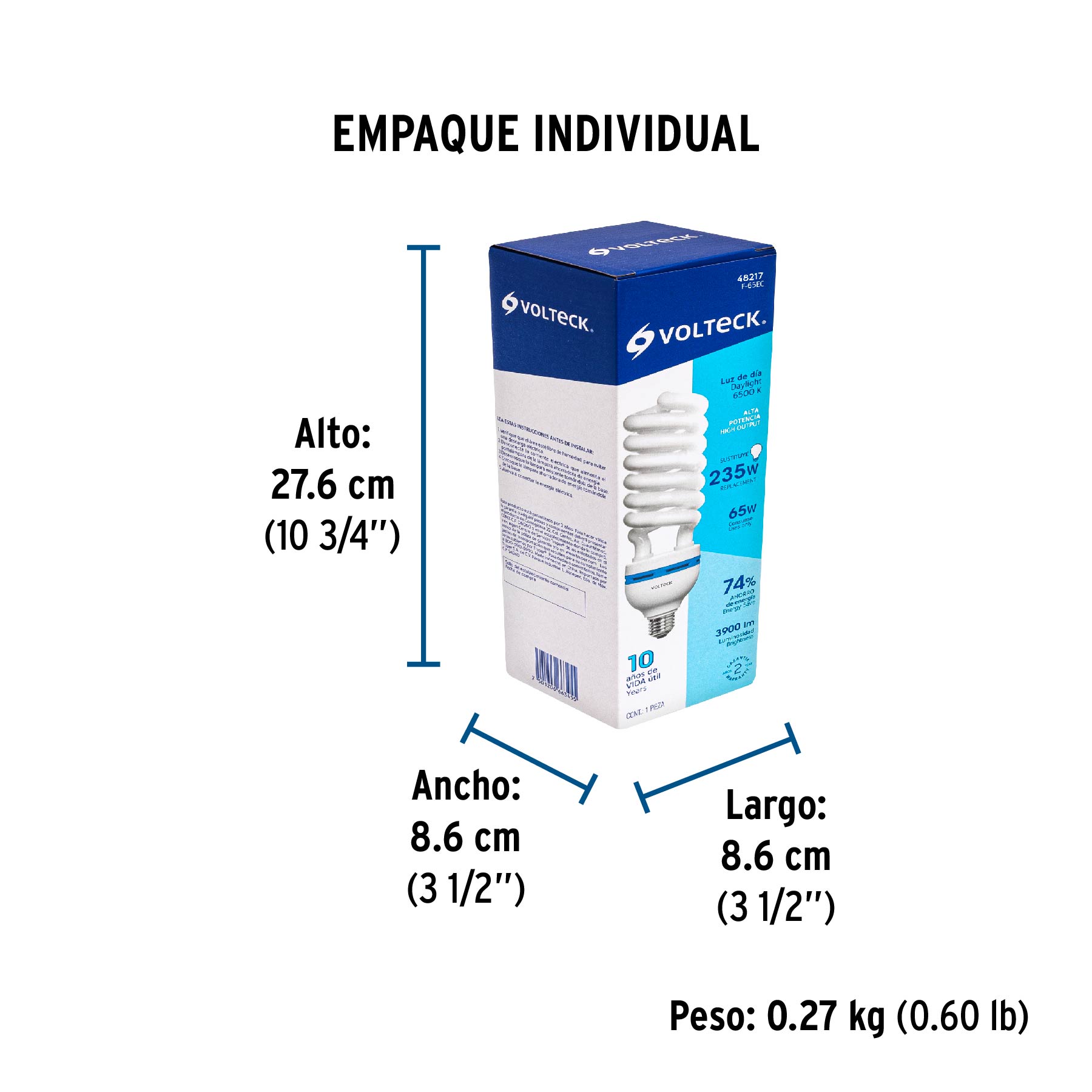Lámpara espiral T5 65 W alta potencia luz de día, caja - Empaque