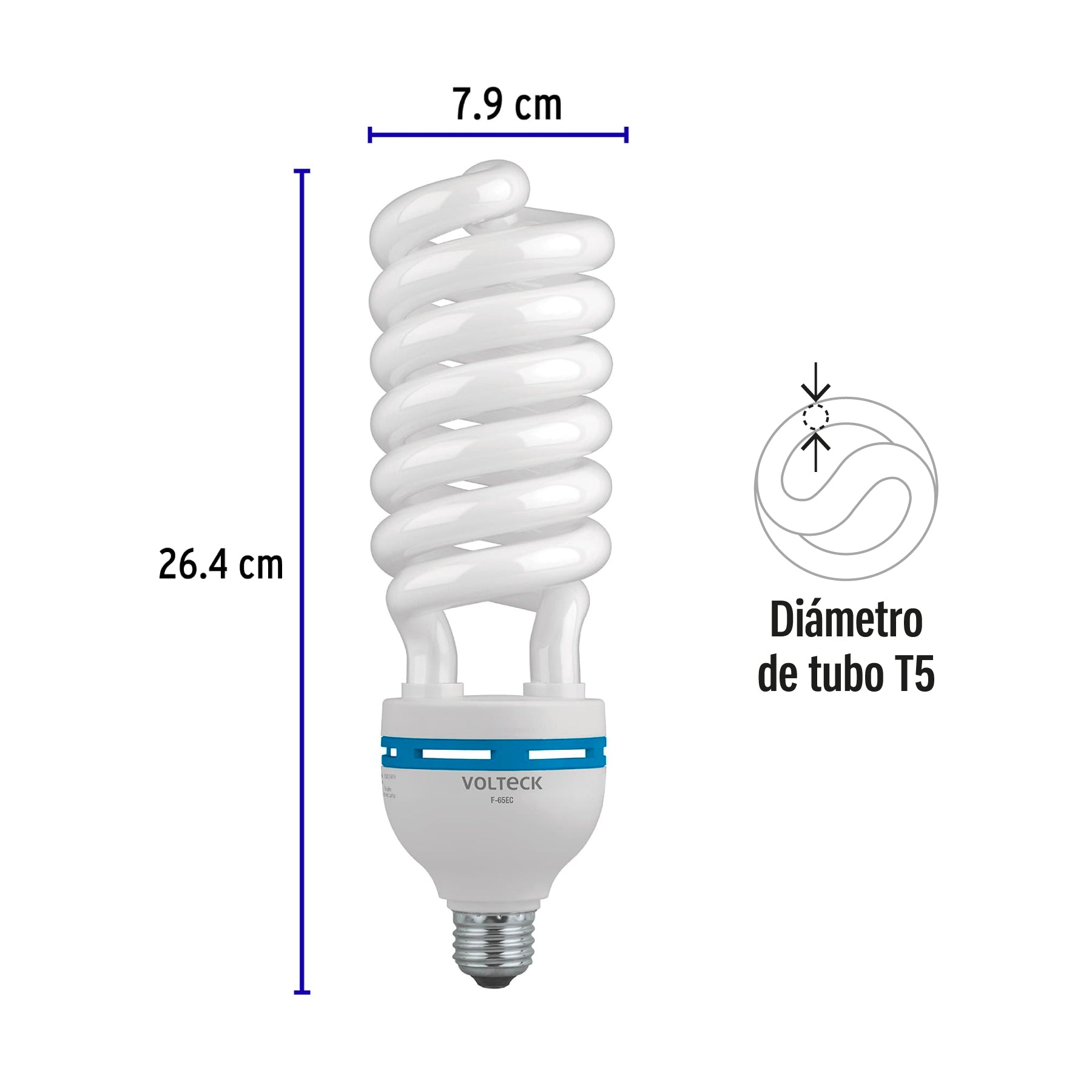 Lámpara espiral T5 65 W alta potencia luz de día, caja