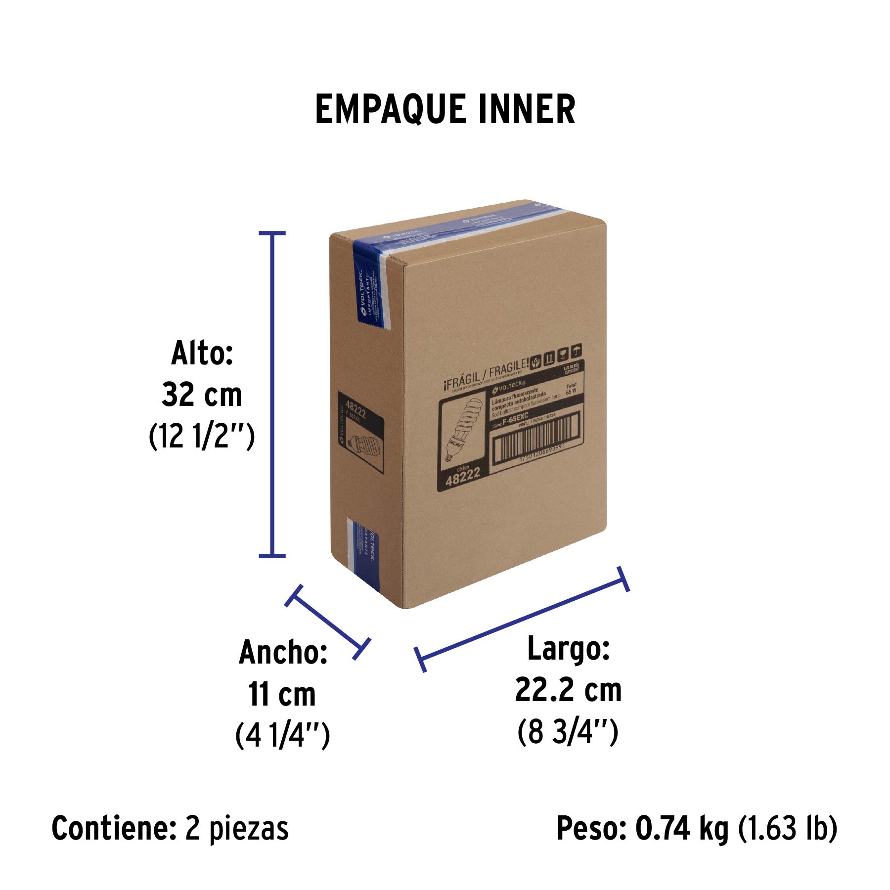 Lámpara espiral 65 W, base mogul E39, 220 V, luz día, caja - Empaque