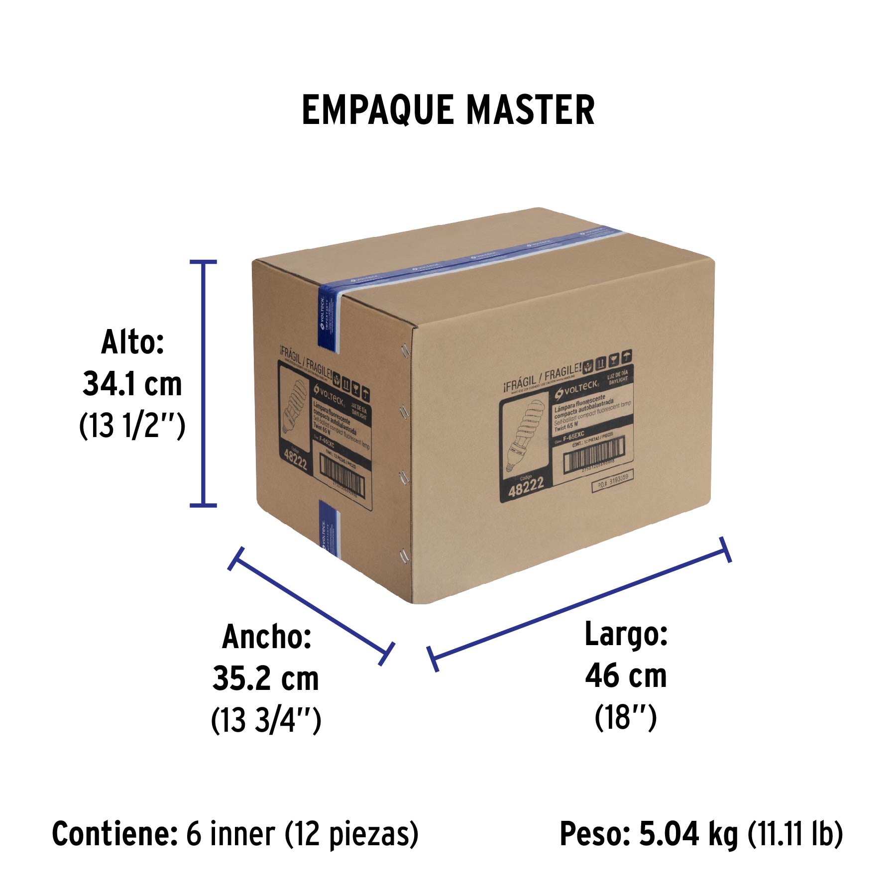 Lámpara espiral 65 W, base mogul E39, 220 V, luz día, caja - Empaque