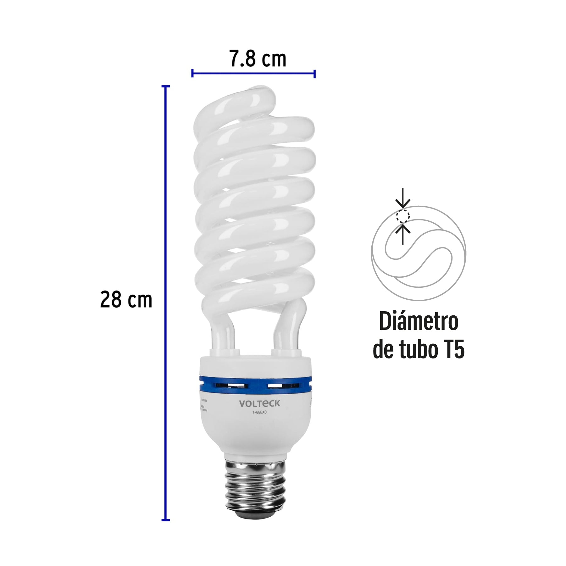 Lámpara espiral 65 W, base mogul E39, 220 V, luz día, caja