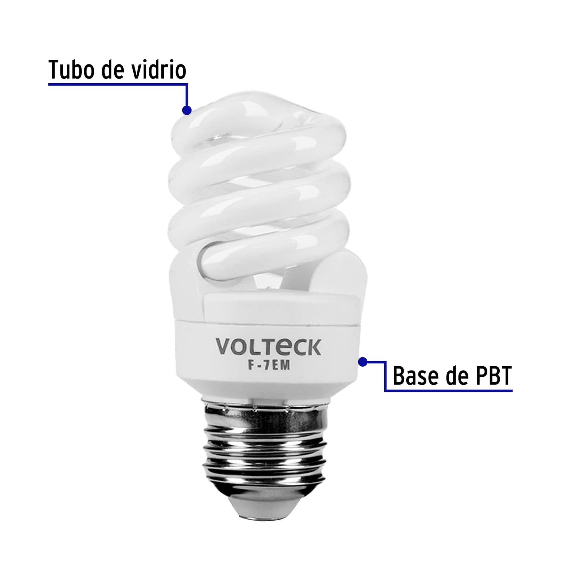 Lámpara espiral mini T2 7 W luz de día en blíster, VOLTECK