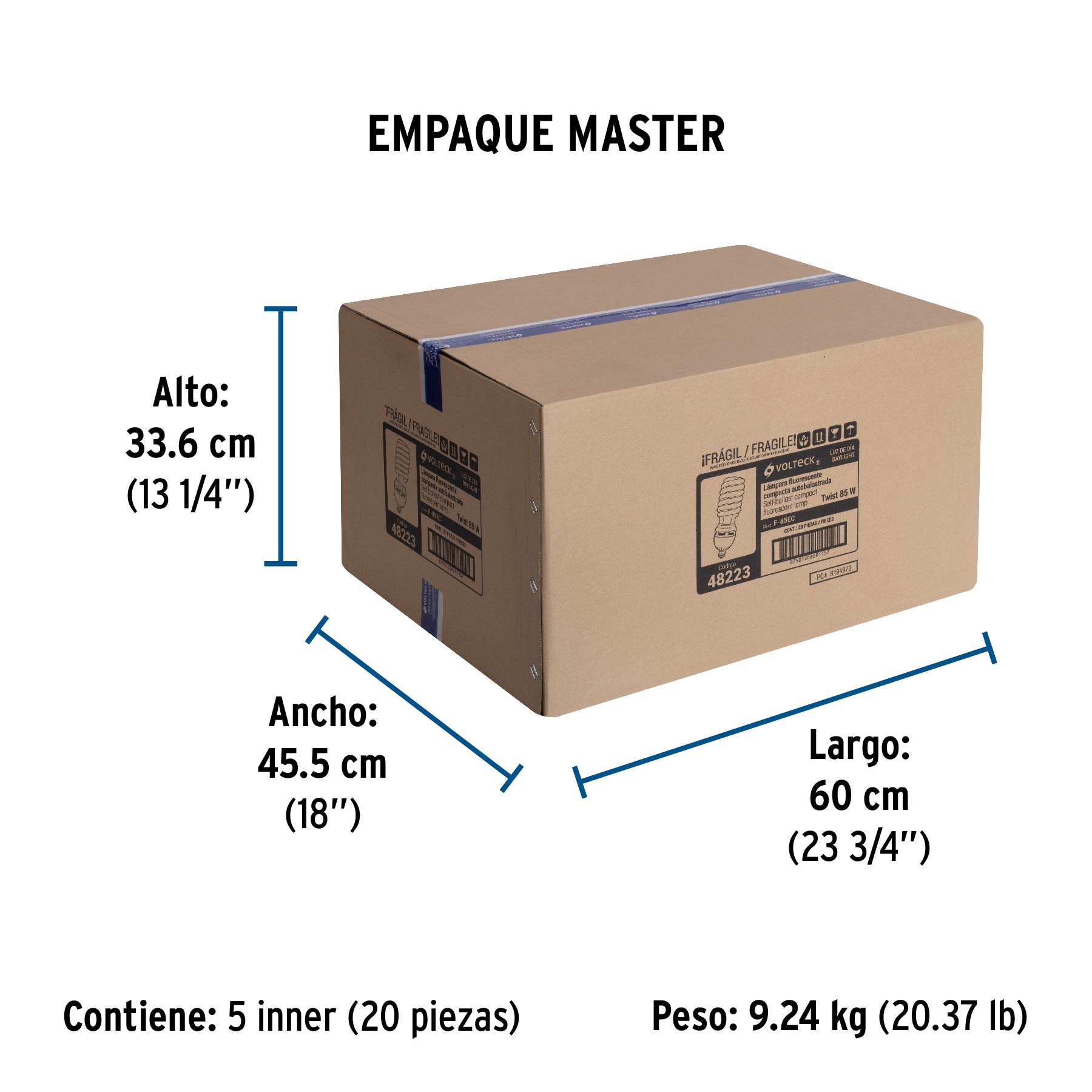 Lámpara espiral T5 85 W alta potencia luz de día, caja - Empaque