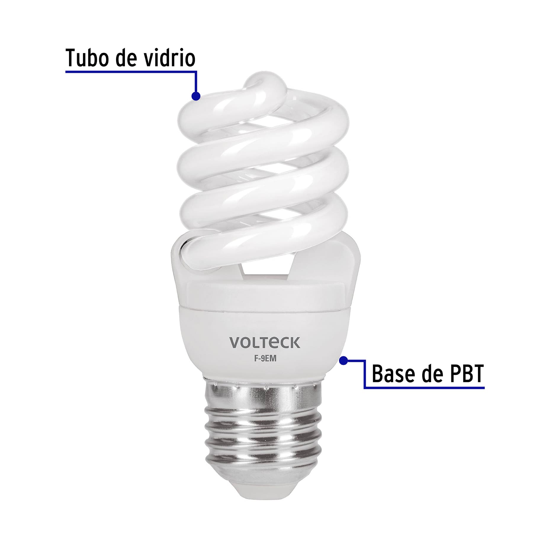 Lámpara espiral mini T2 9 W luz de día en blíster, VOLTECK