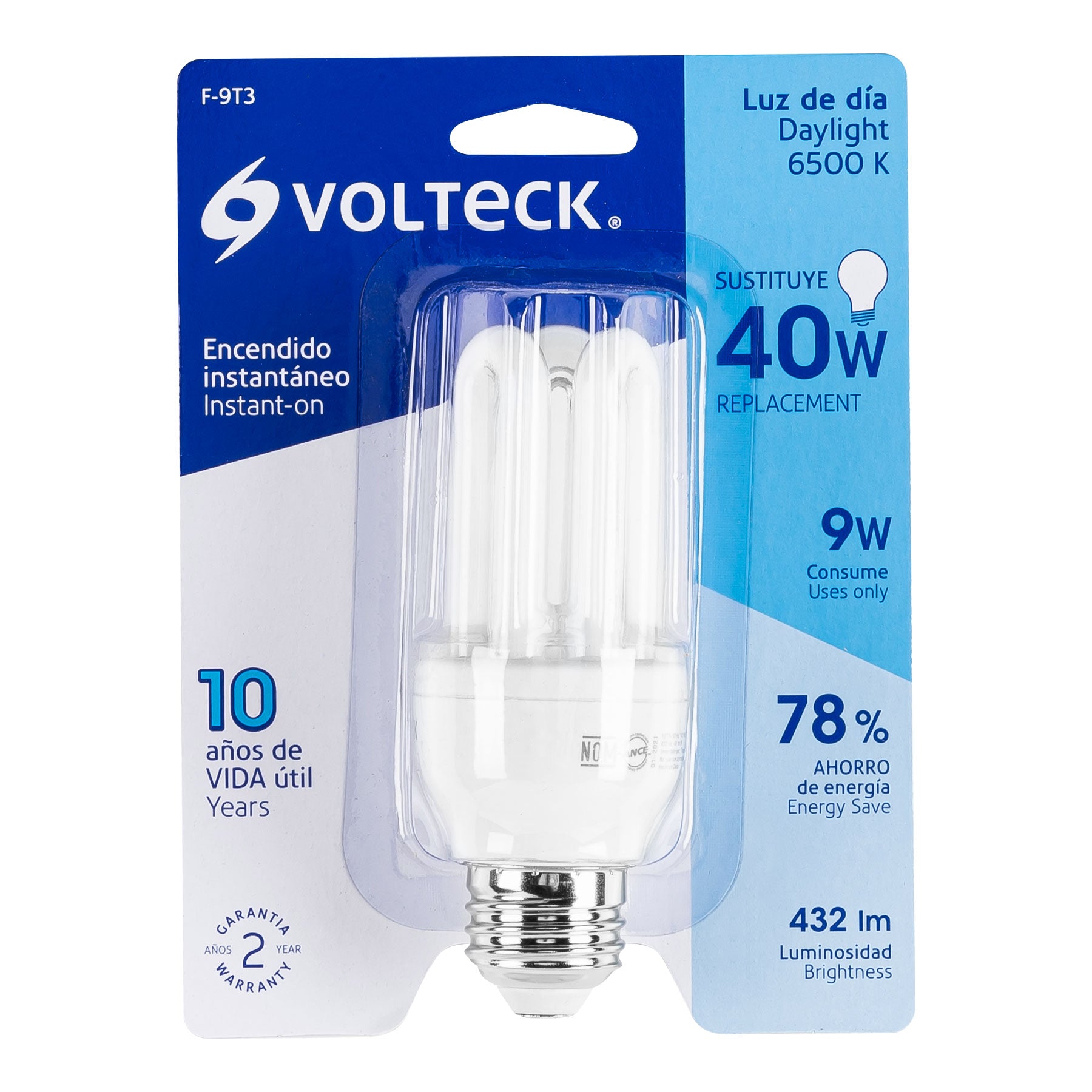 Lámpara triple T3 9 W luz de día en blíster, VOLTECK