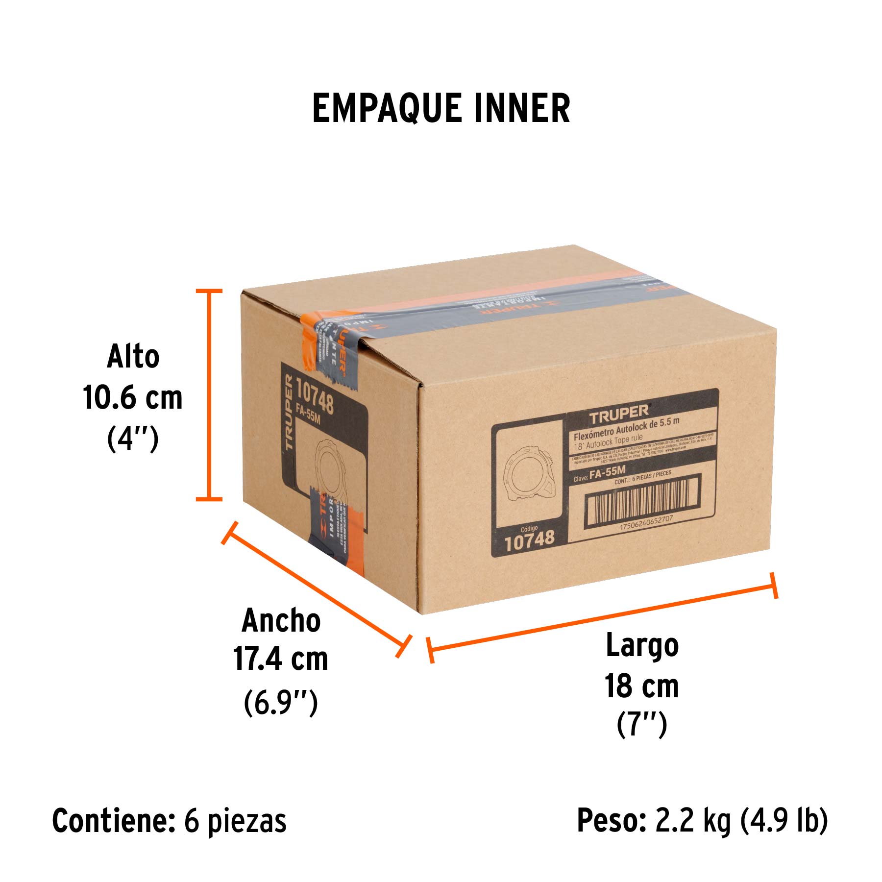 Flexómetro Auto-Lock contra impactos 5.5 m cinta 25 mm - Empaque