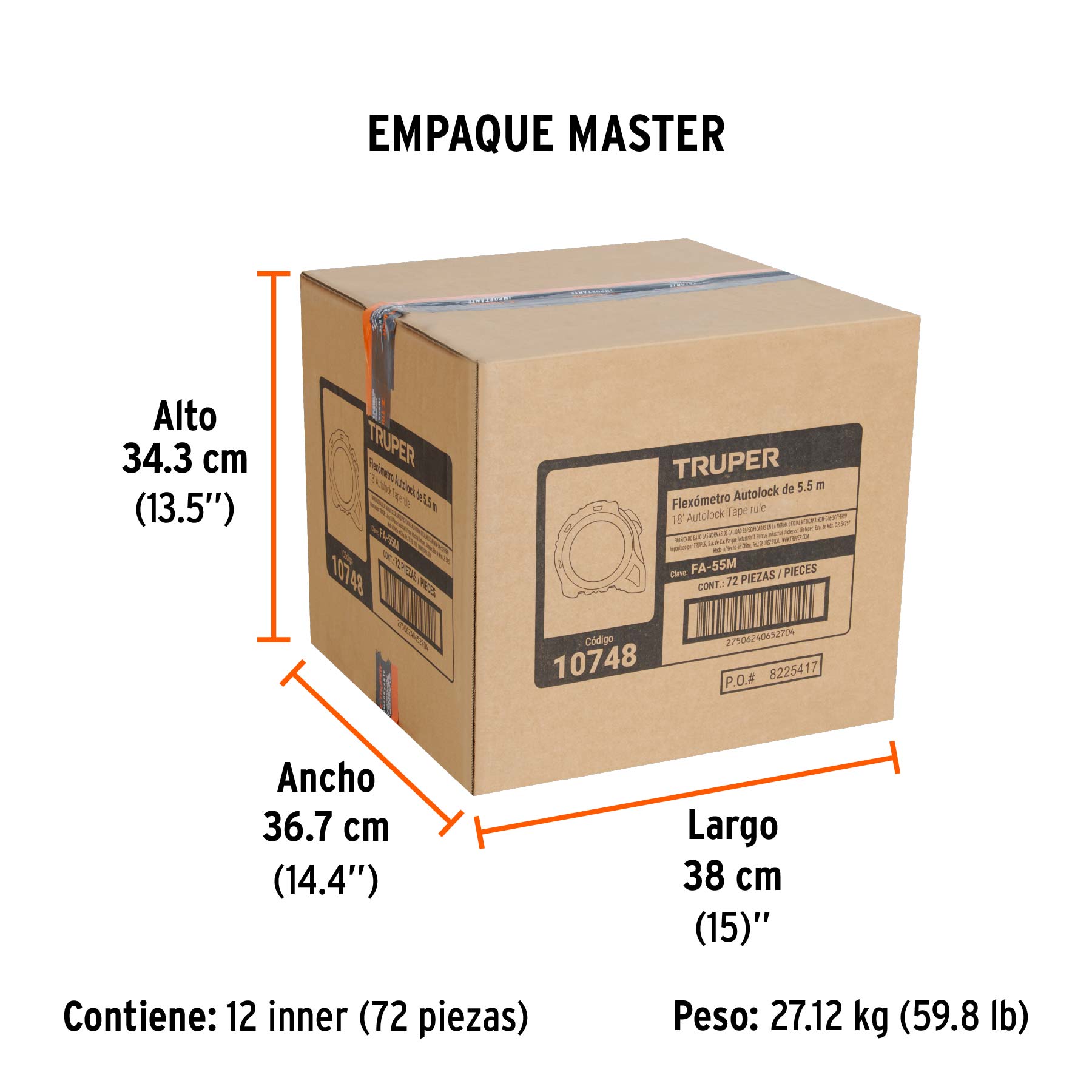 Flexómetro Auto-Lock contra impactos 5.5 m cinta 25 mm - Empaque