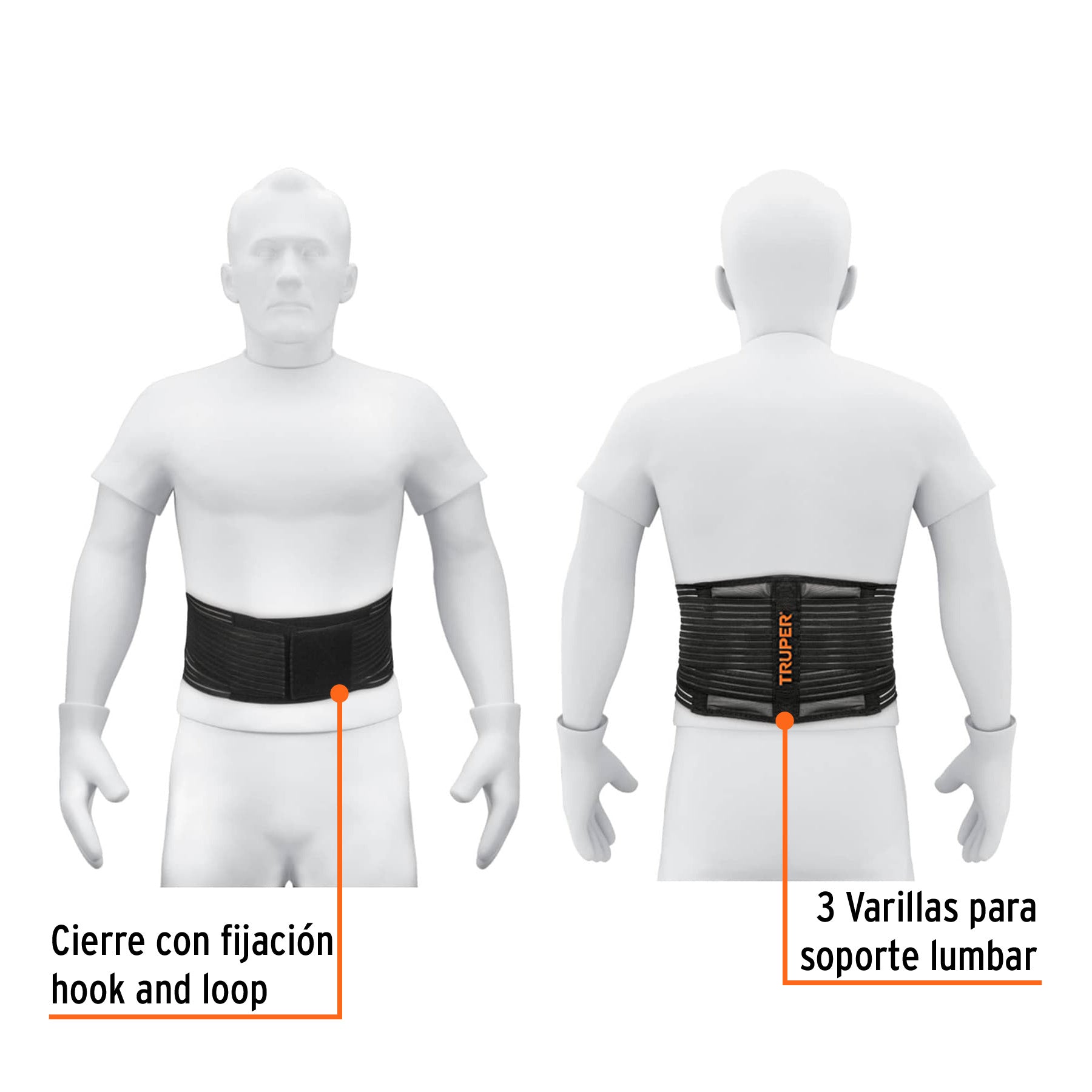 Faja lumbar tipo cinturón de malla transpirable, M, TRUPER