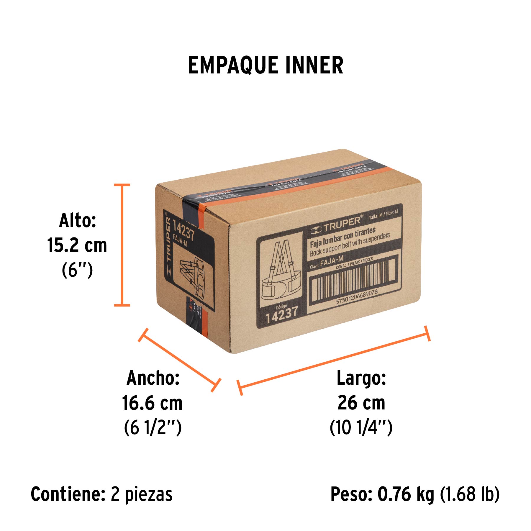 Faja lumbar, talla M, TRUPER - Empaque