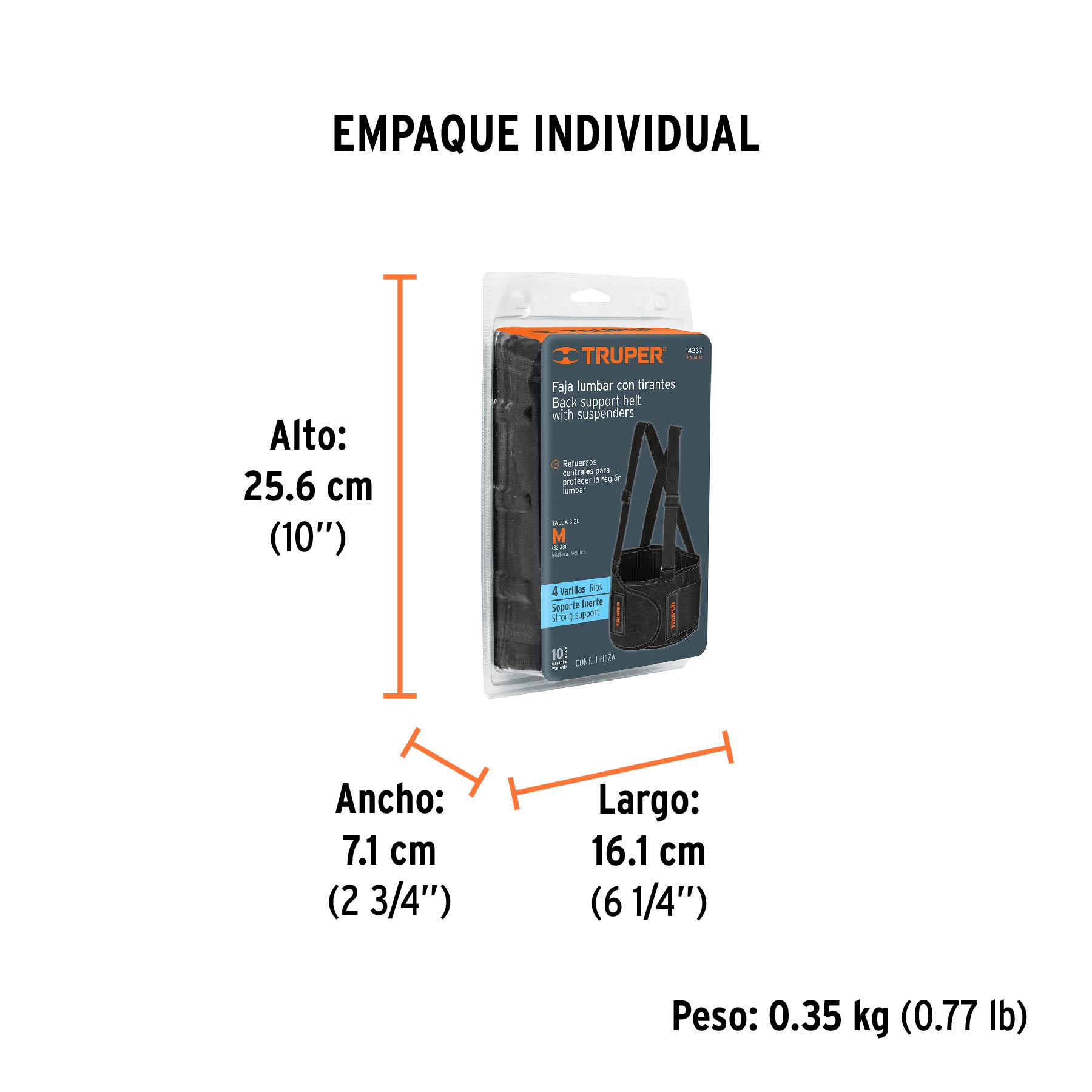 Faja lumbar, talla M, TRUPER - Empaque
