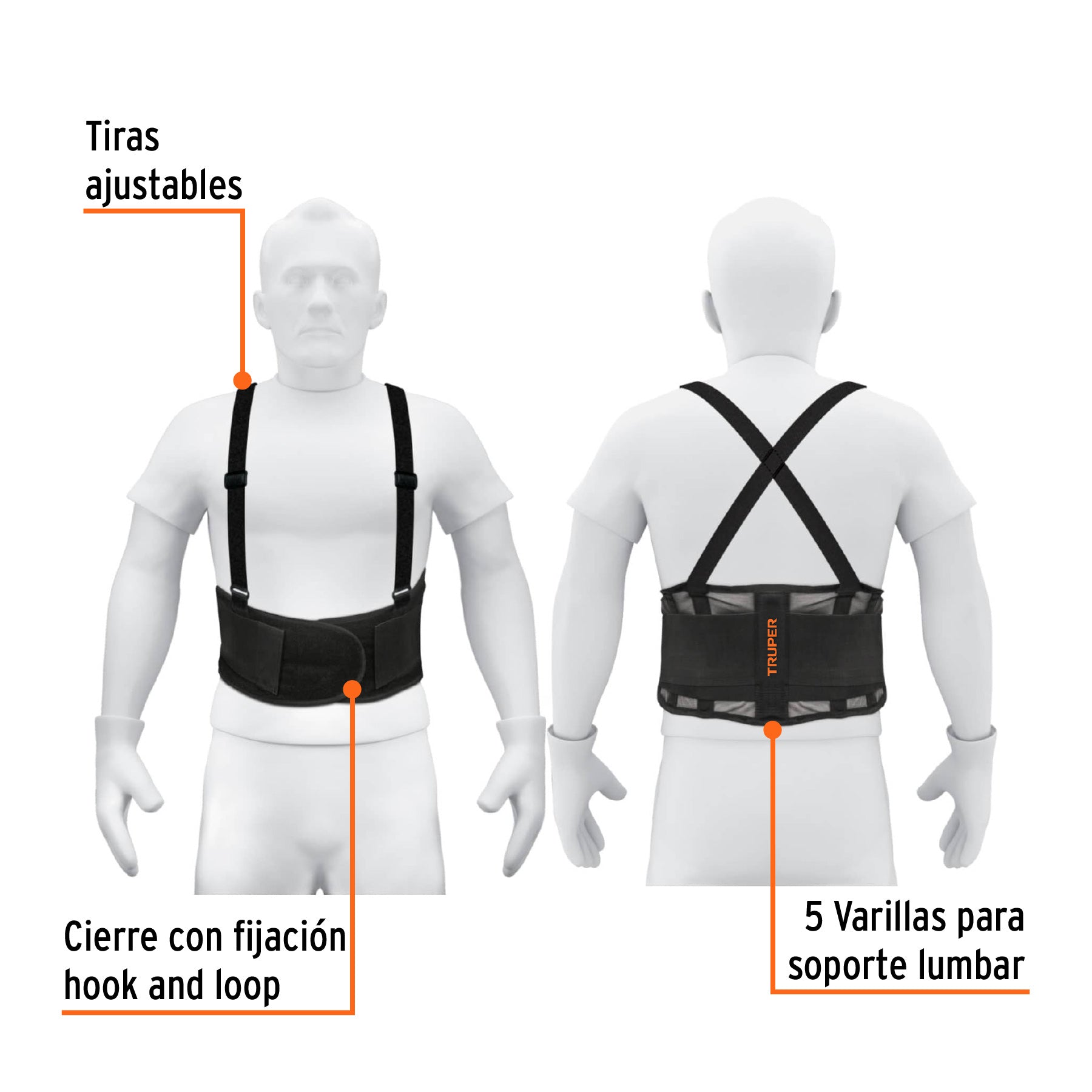 Faja lumbar de malla transpirable, talla CH, TRUPER