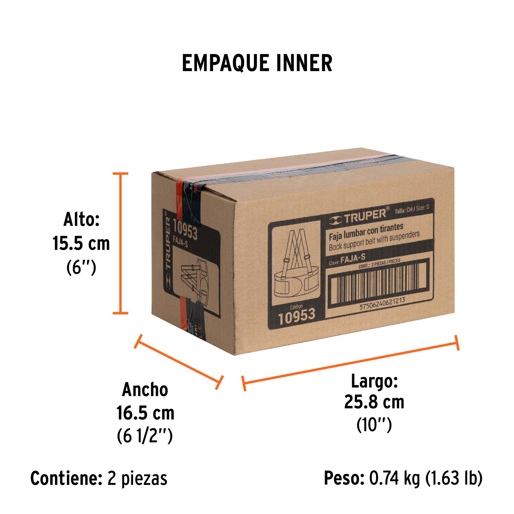 Faja lumbar, talla CH, TRUPER - Empaque