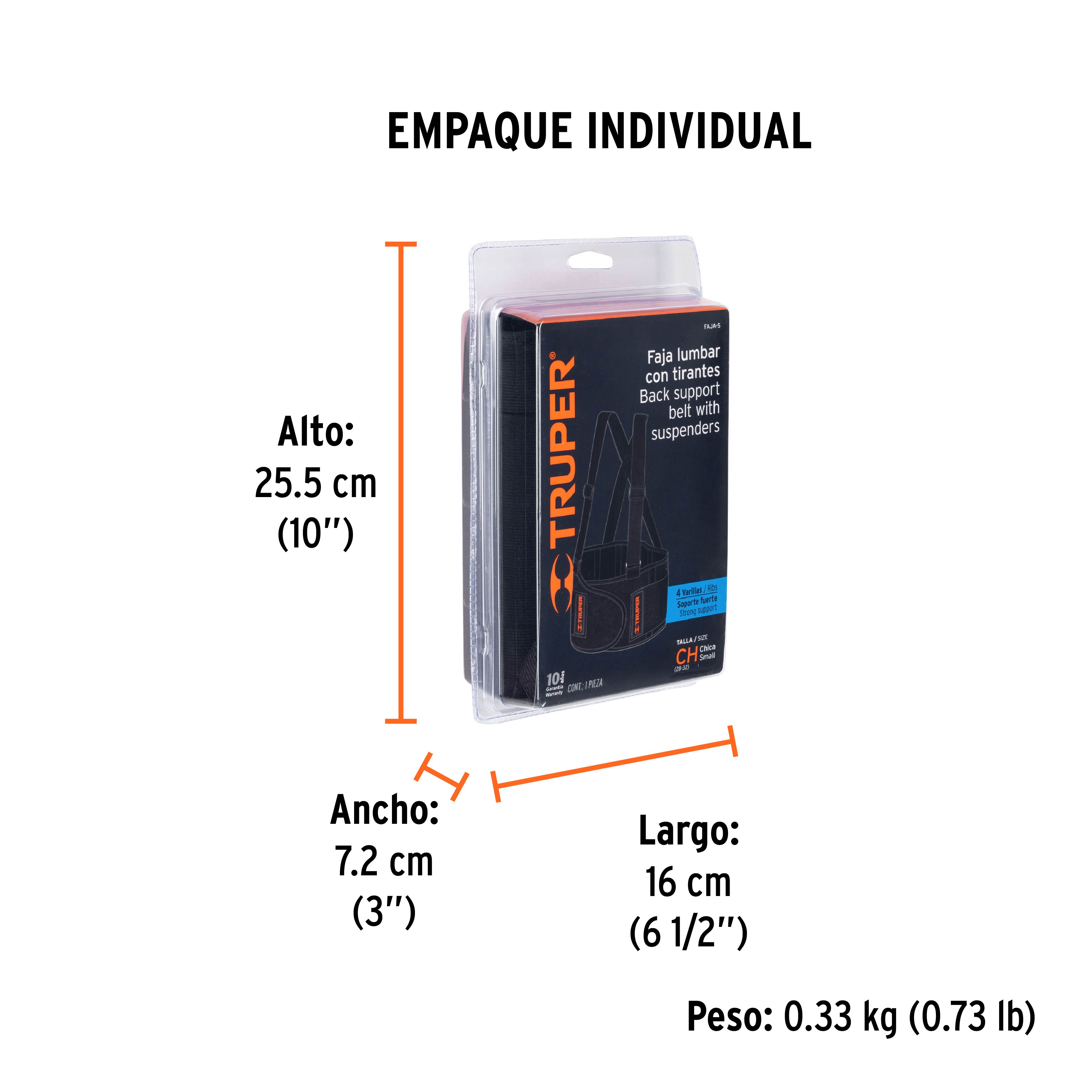 Faja lumbar, talla CH, TRUPER - Empaque