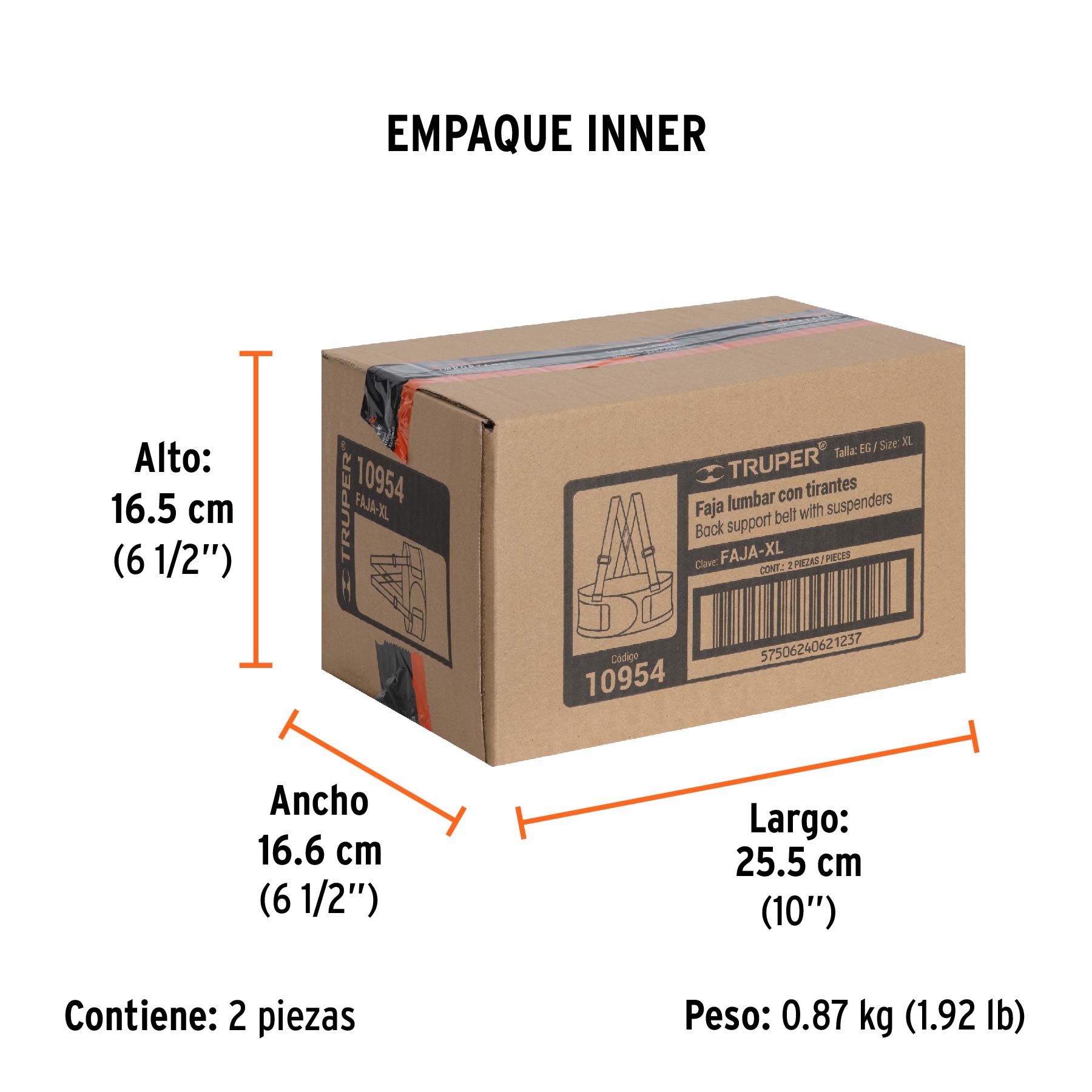 Faja lumbar, talla XG, TRUPER - Empaque