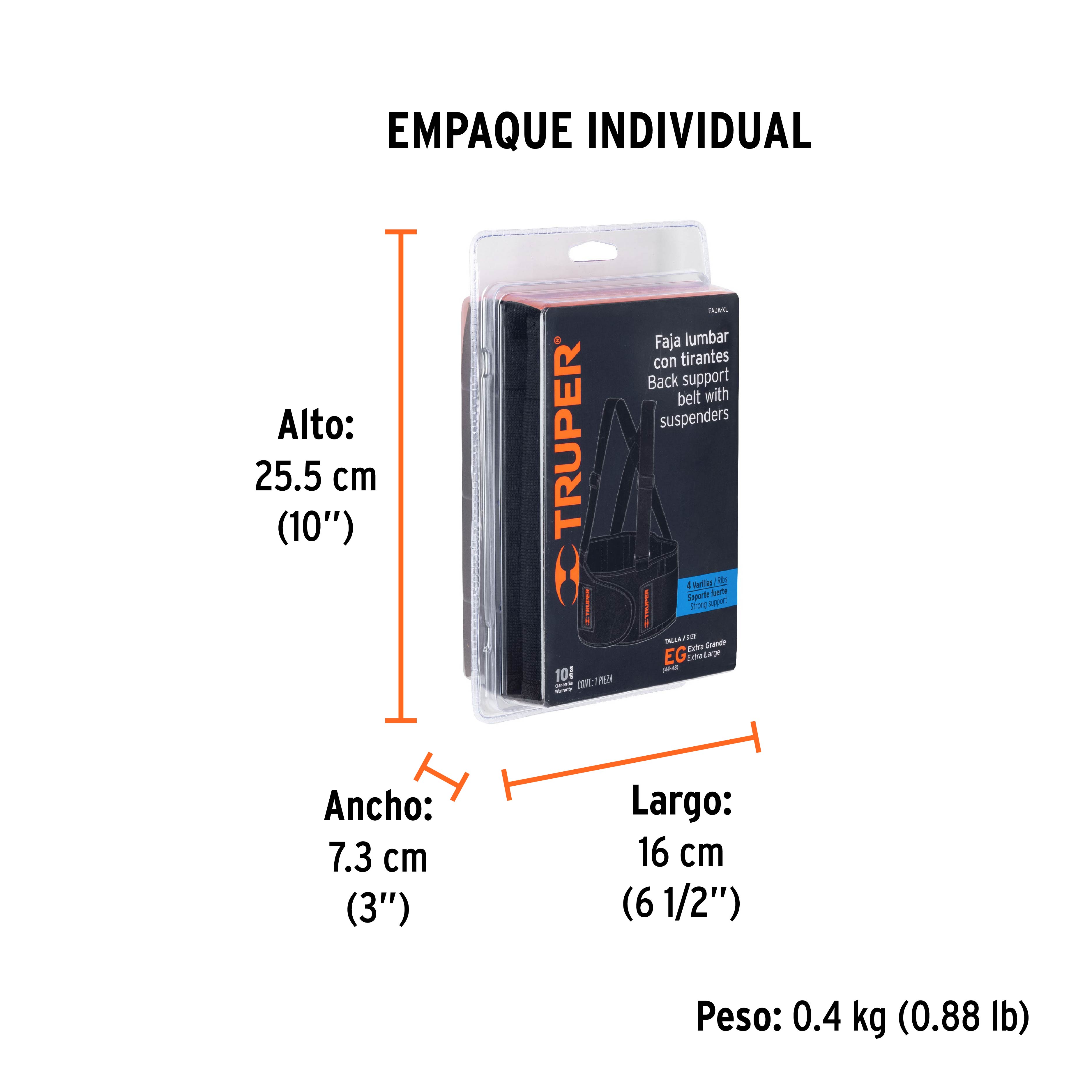 Faja lumbar, talla XG, TRUPER - Empaque