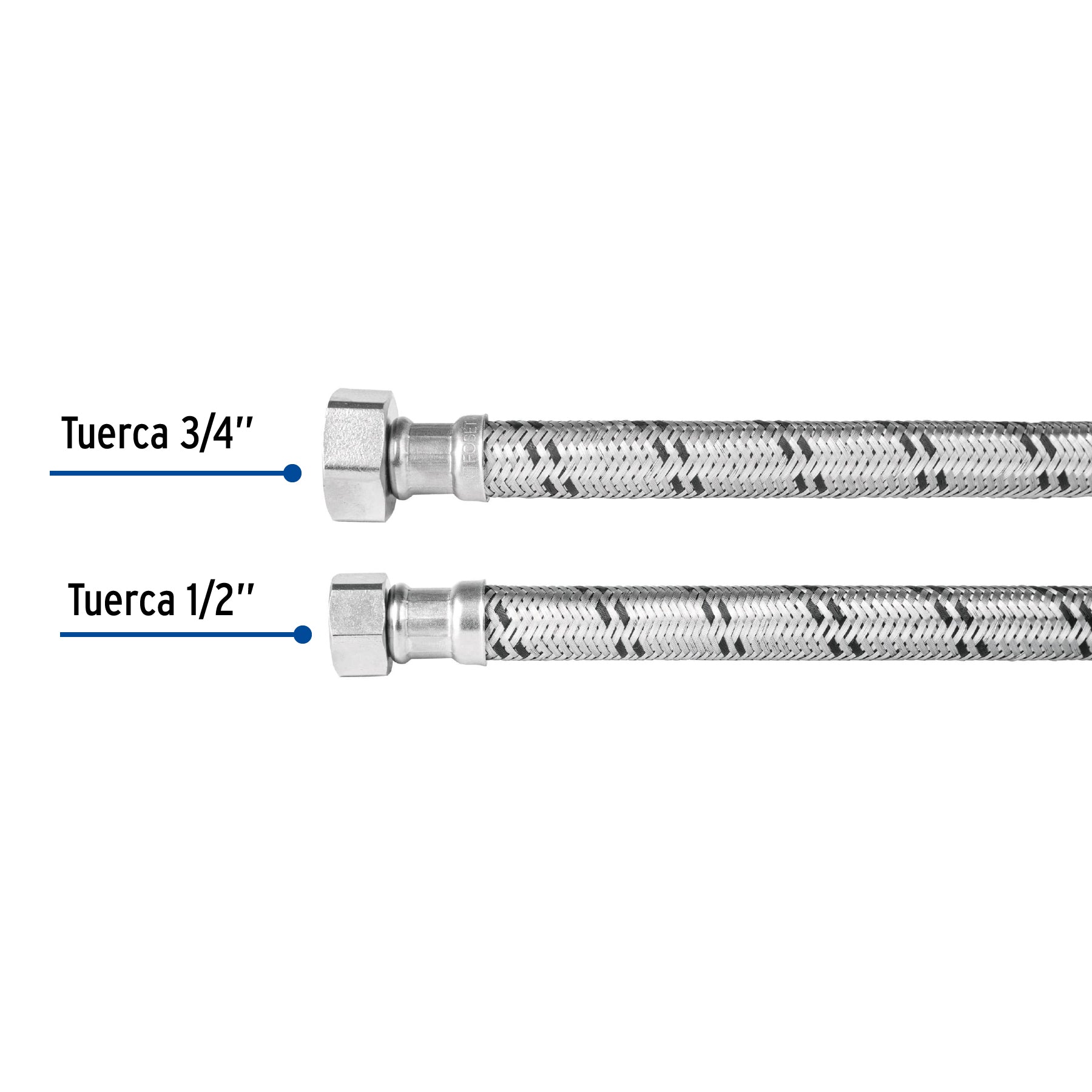 Manguera para boiler, acero inox. 1/2"H x 3/4"H, 40 cm