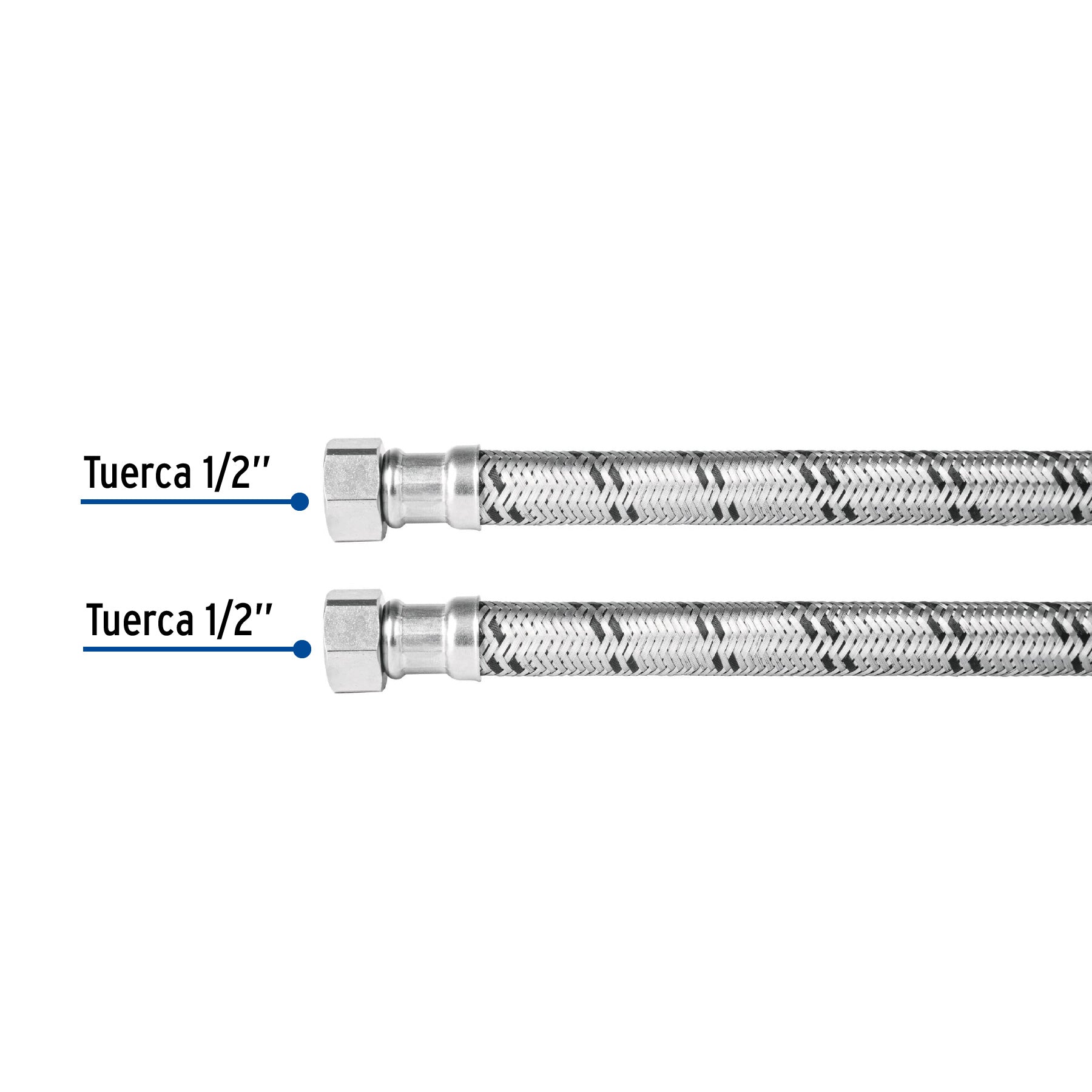 Manguera para boiler, acero inox. 1/2"H x 1/2"H, 150 cm