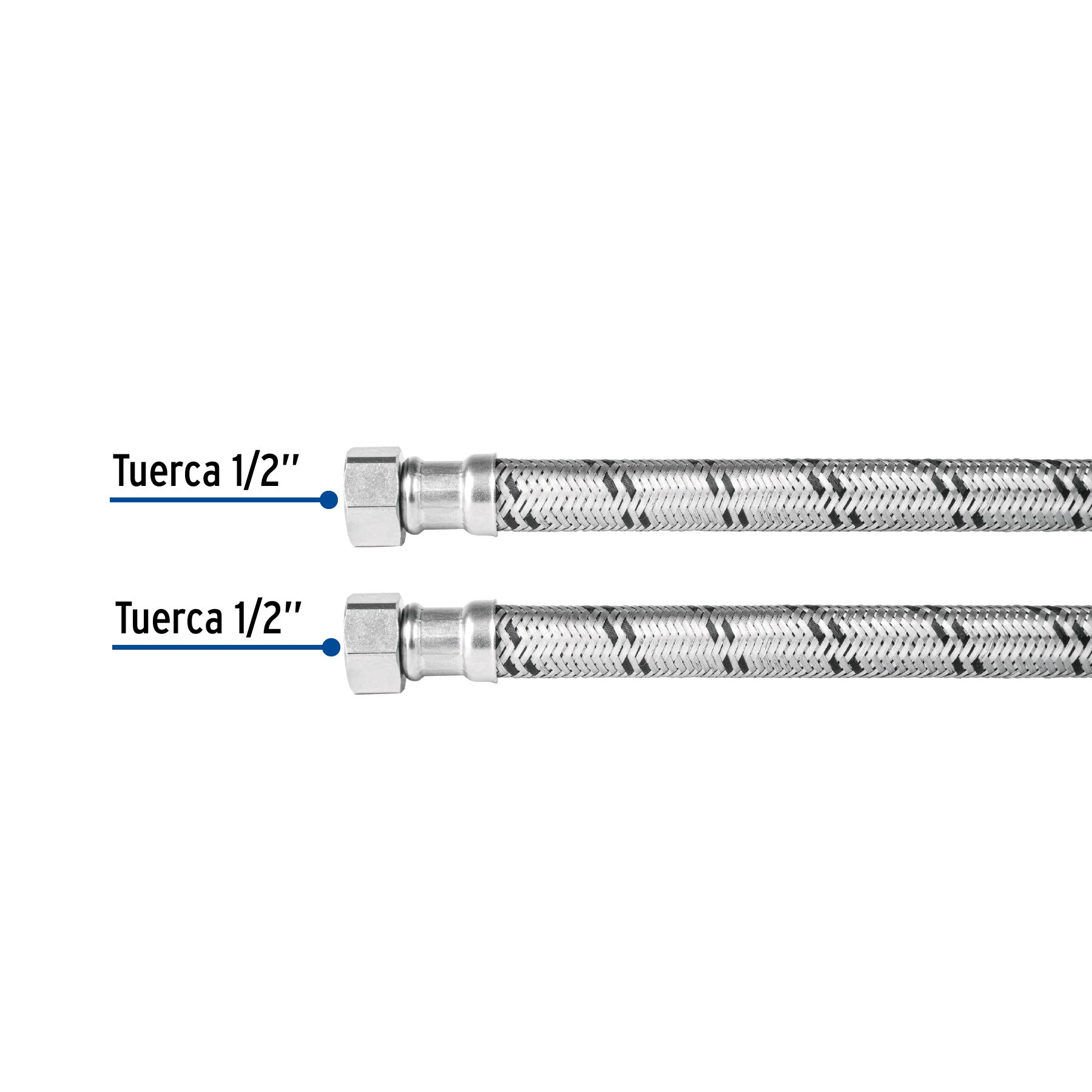 Manguera para boiler, acero inox. 1/2"H x 1/2"H, 40 cm