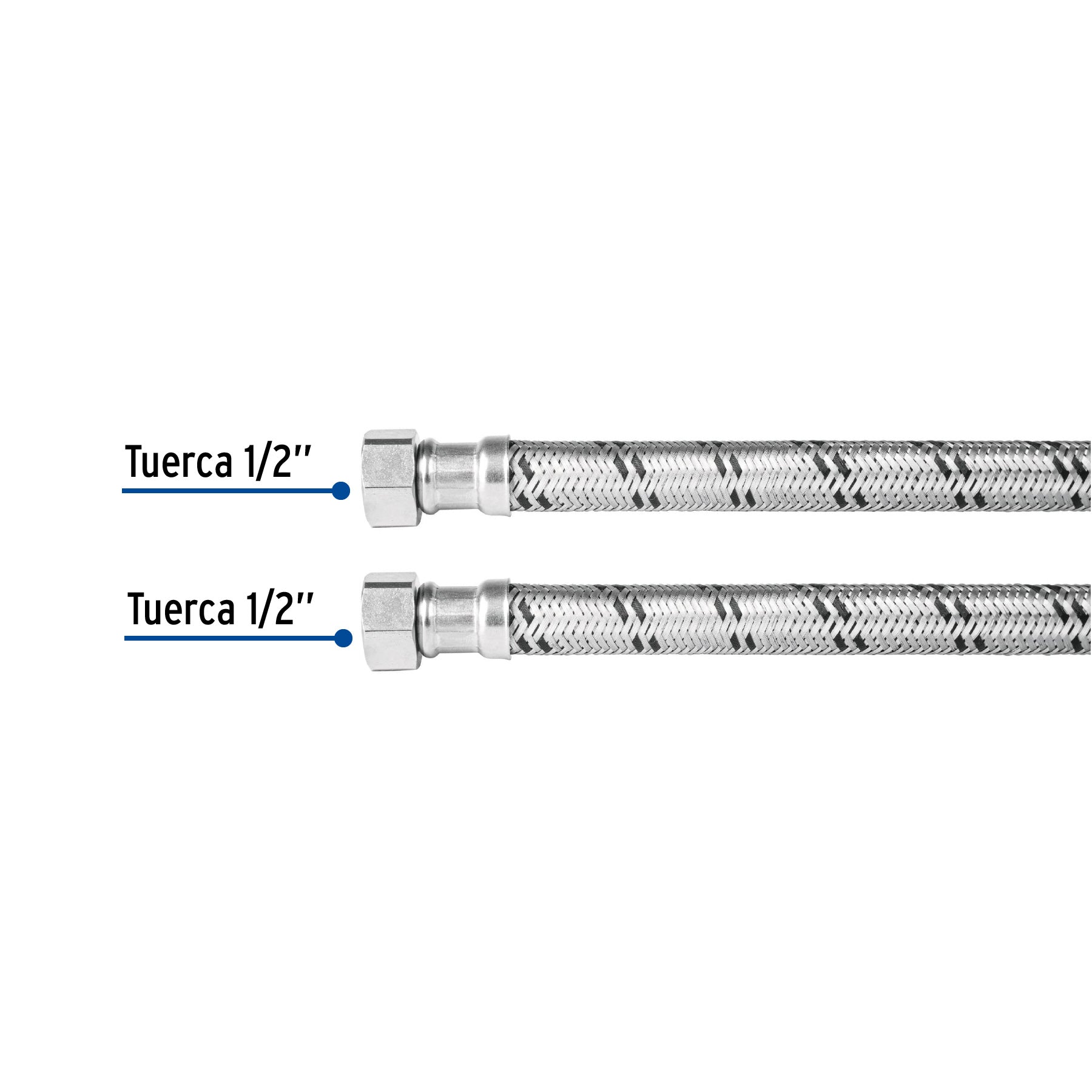 Manguera para boiler, acero inox. 1/2"H x 1/2"H, 60 cm