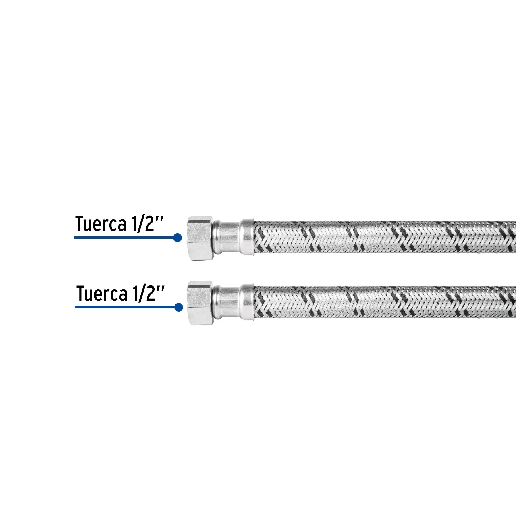 Manguera para boiler, acero inox. 1/2"H x 1/2"H, 80 cm