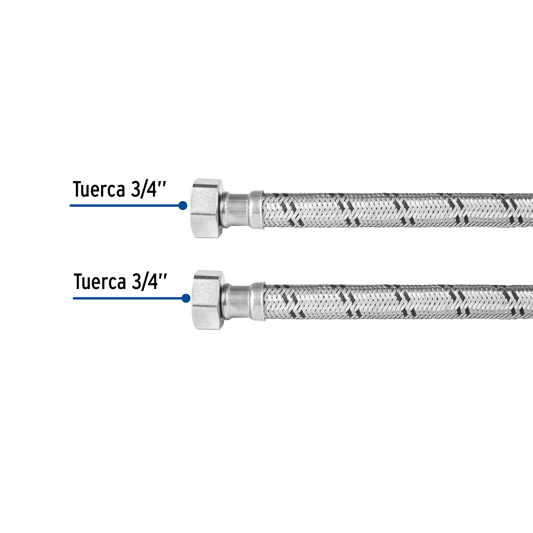 Manguera para boiler, acero inox. 3/4"H x 3/4"H, 100 cm