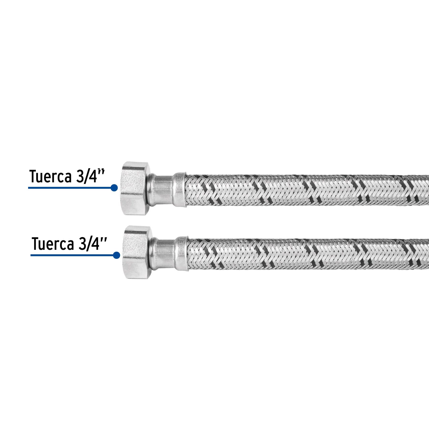 Manguera para boiler, acero inox. 3/4"H x 3/4"H, 40 cm