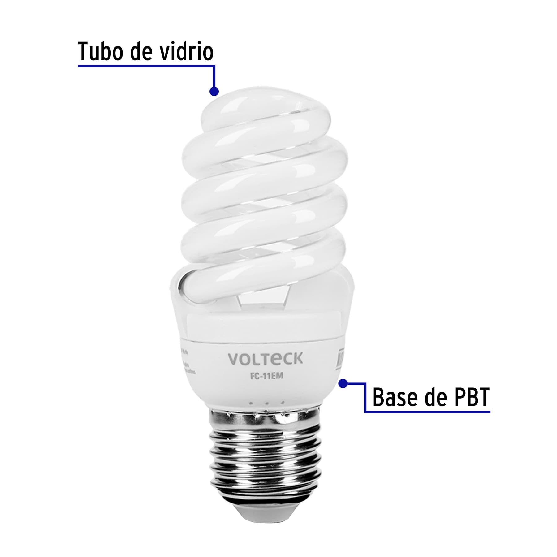 Lámpara espiral mini T2 11 W luz cálida en blíster, VOLTECK